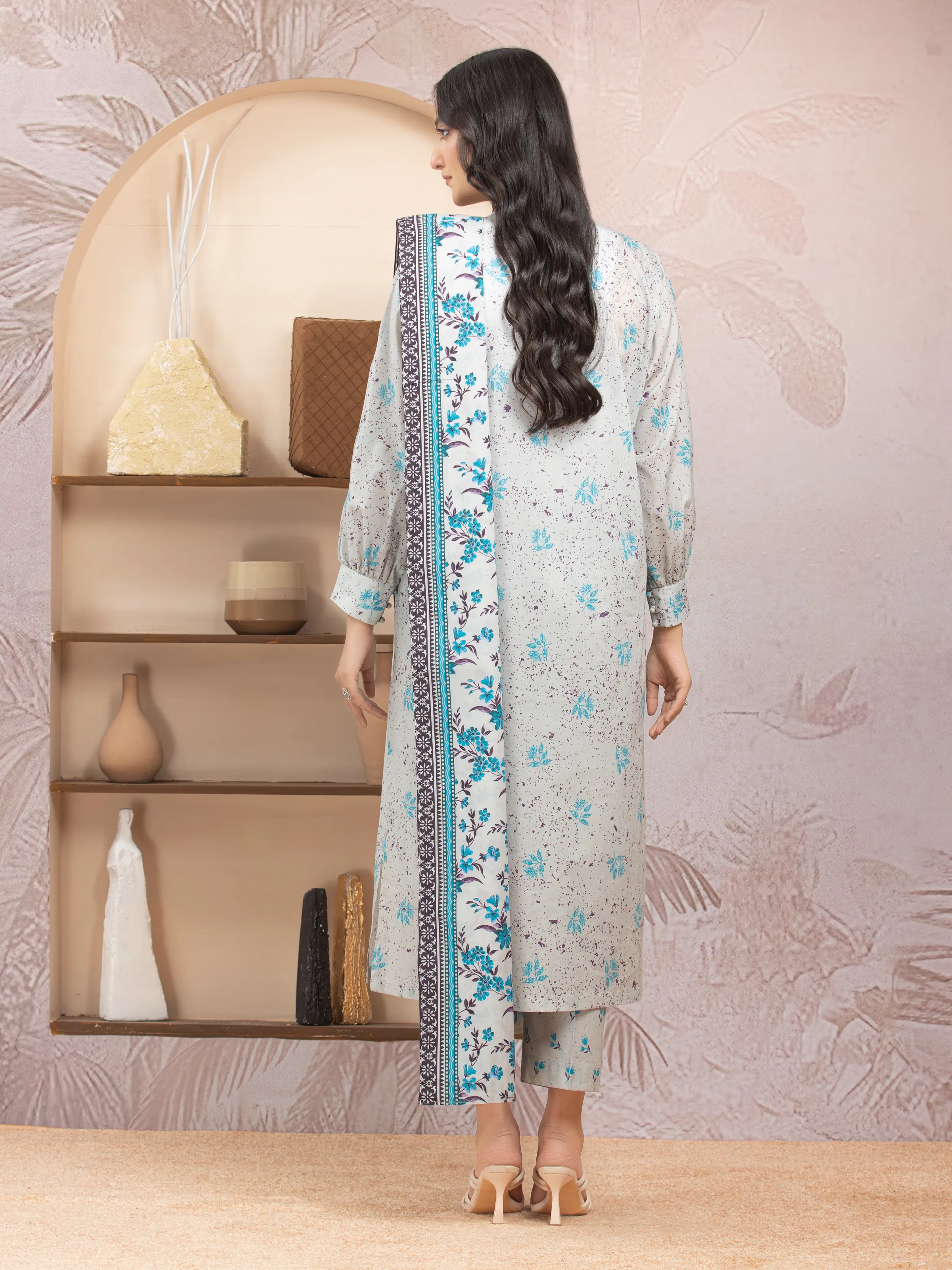Unstitched Printed Lawn Suit - EWU5A1-35017-3P - Image 2