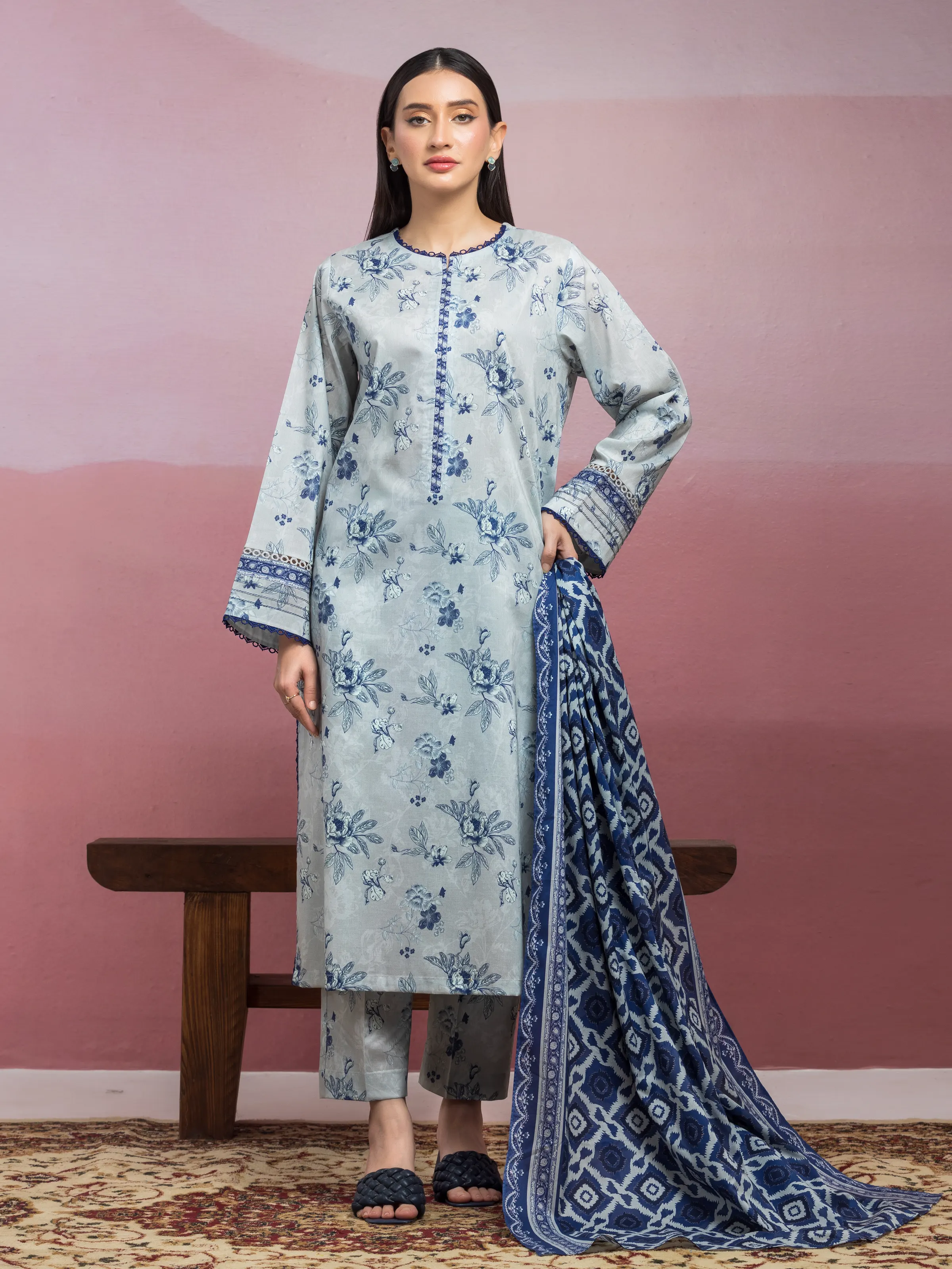 Unstitched Printed Lawn Suit - EWU5A1-35063-3P