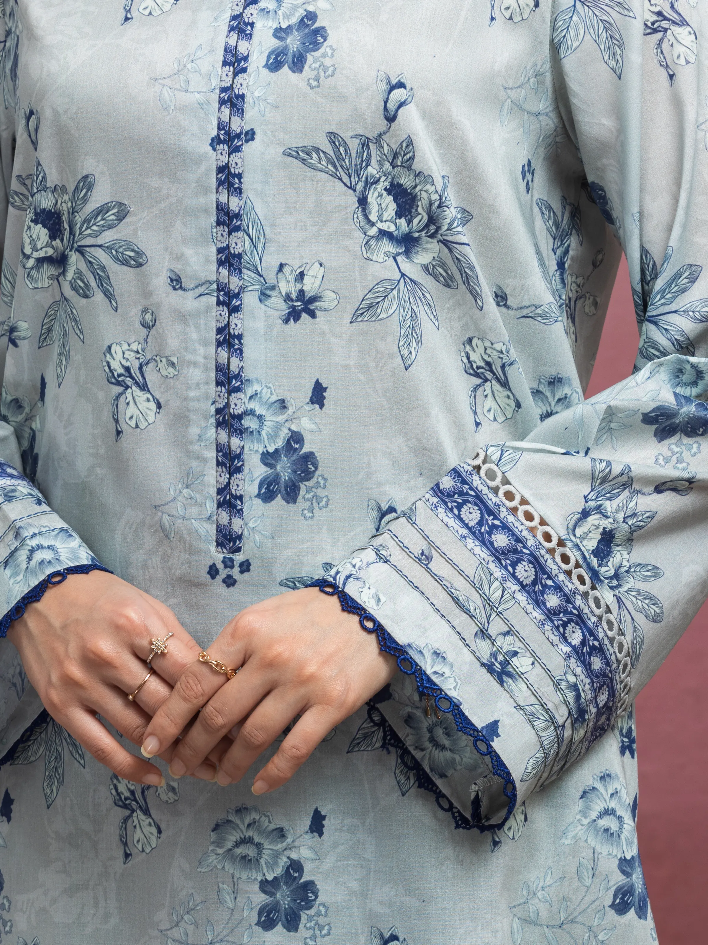 Unstitched Printed Lawn Suit - EWU5A1-35063-3P - Image 4
