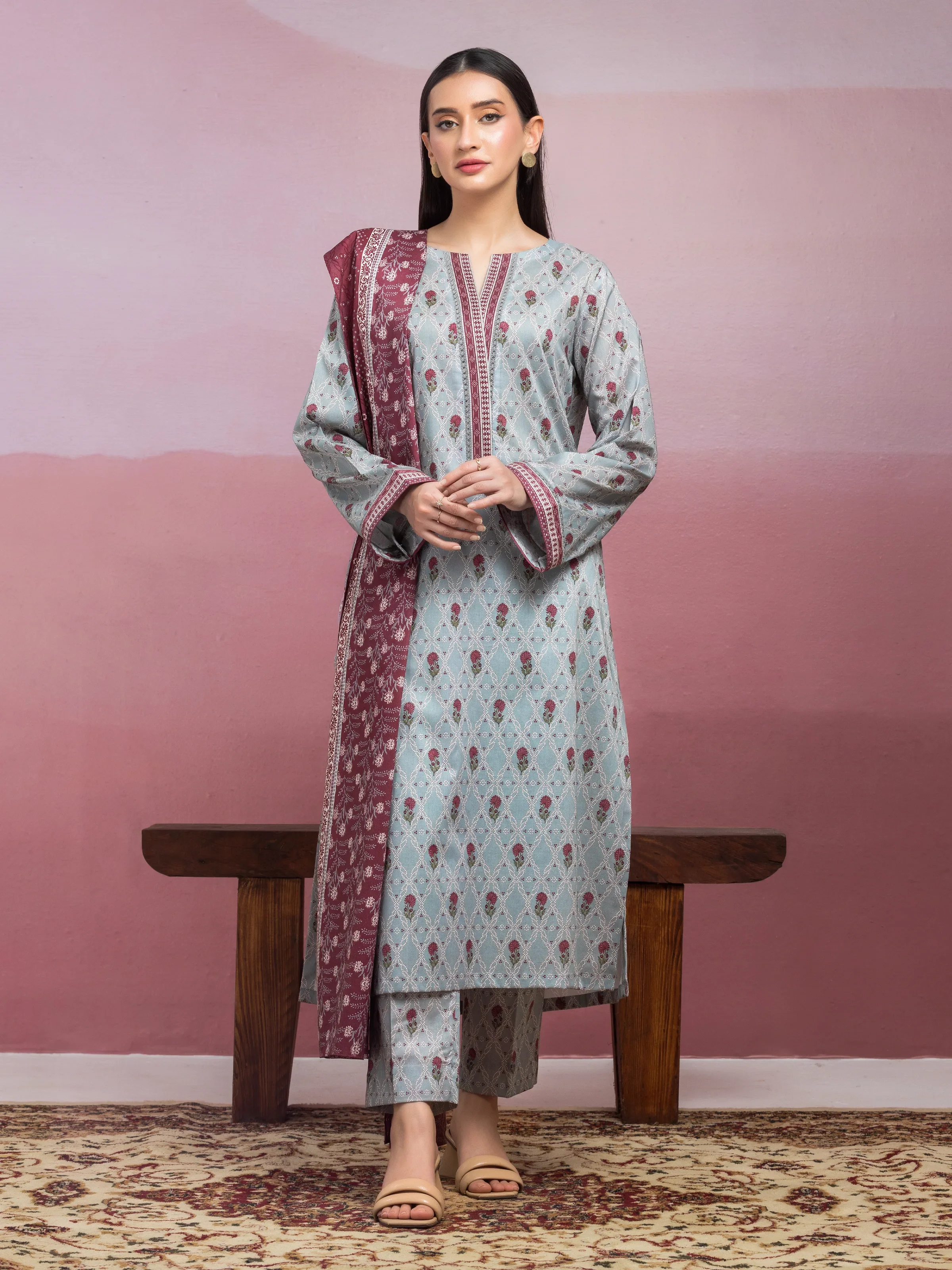 Unstitched Printed Lawn Suit - EWU5A1-35068-3P