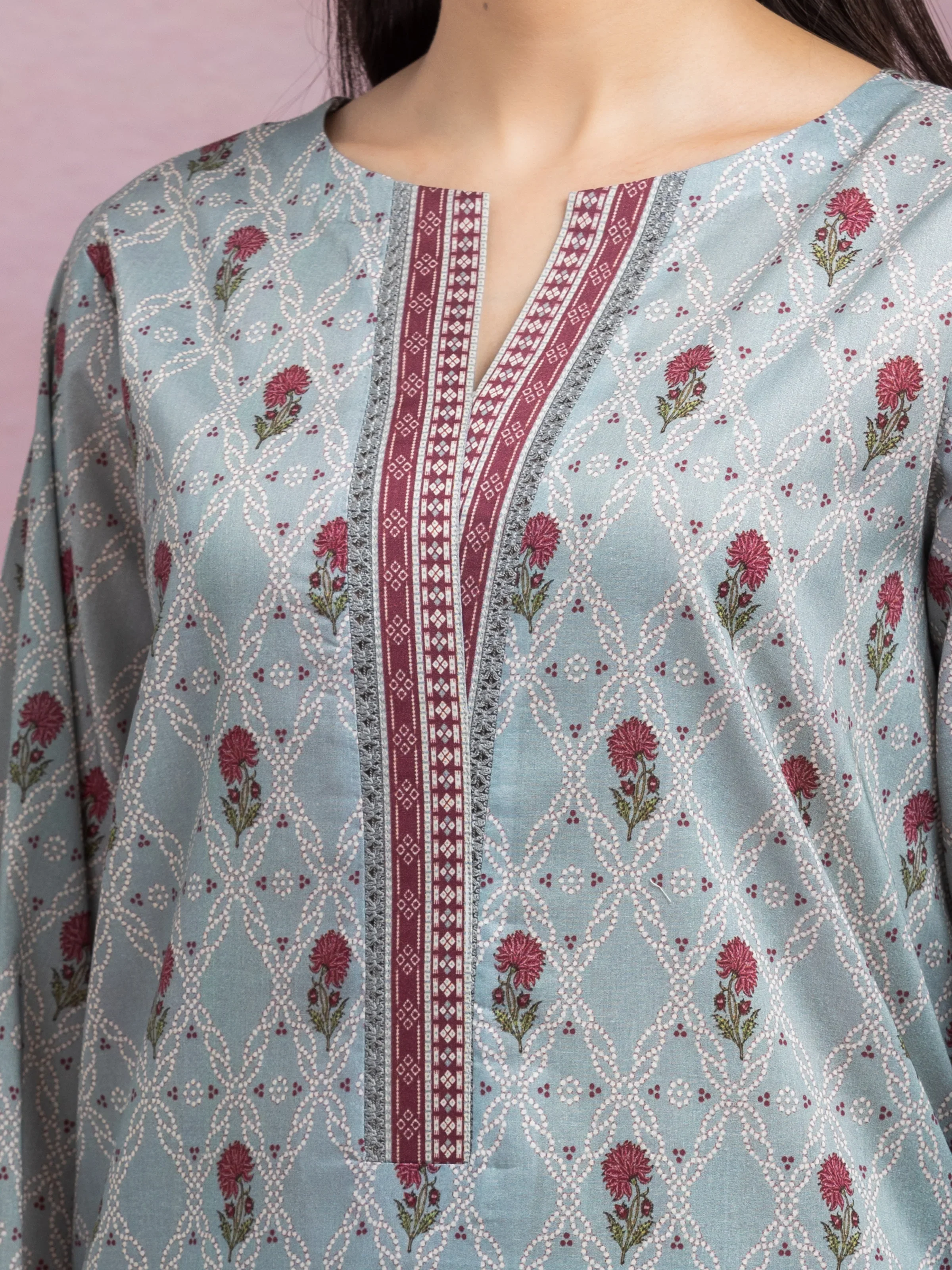 Unstitched Printed Lawn Suit - EWU5A1-35068-3P - Image 3