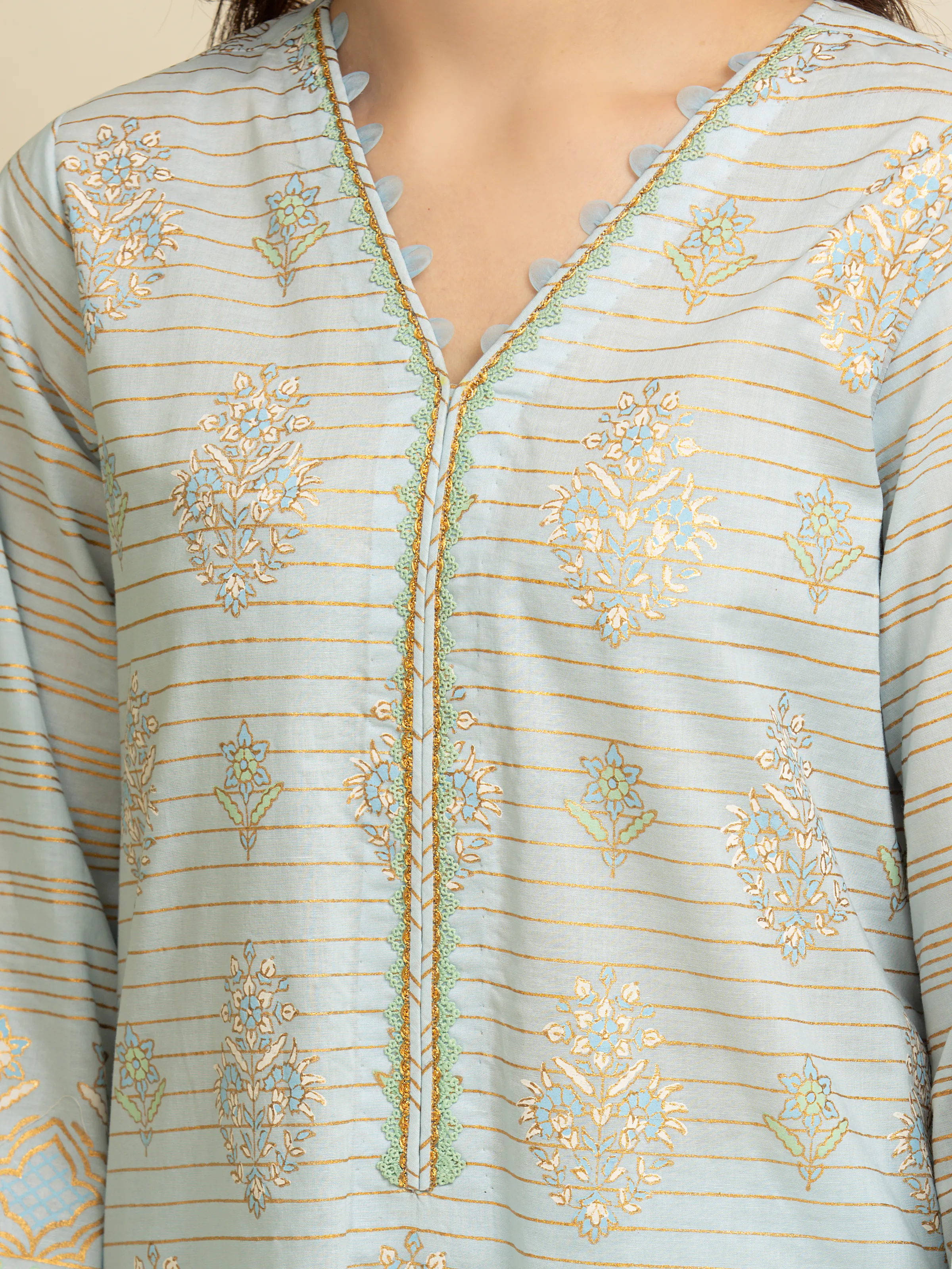 Unstitched Block Print Cambric Suit - EWU5M1-031-3P - Image 4