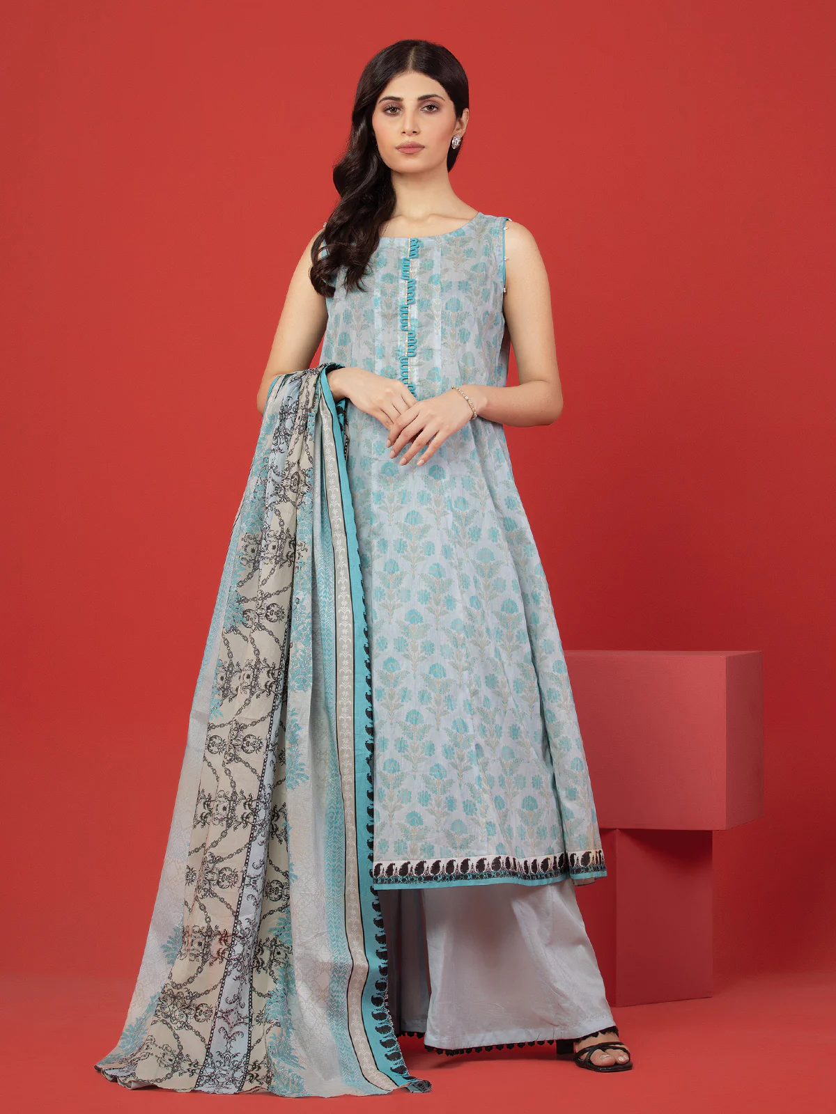 Unstitched Printed Lawn Shirt - EWU23A1-26380S
