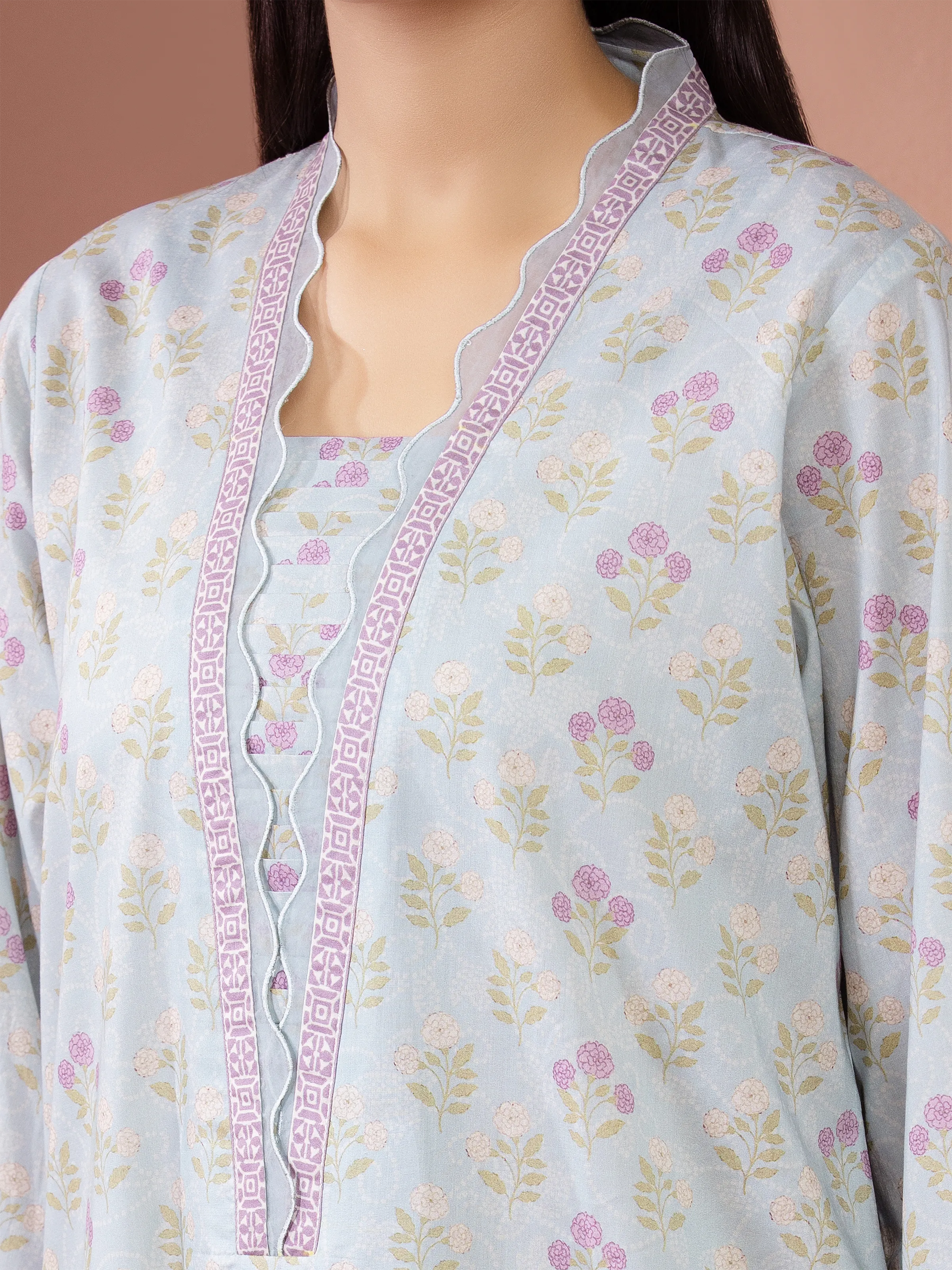 Unstitched Printed Lawn Shirt - EWU5A1-35643S - Image 2