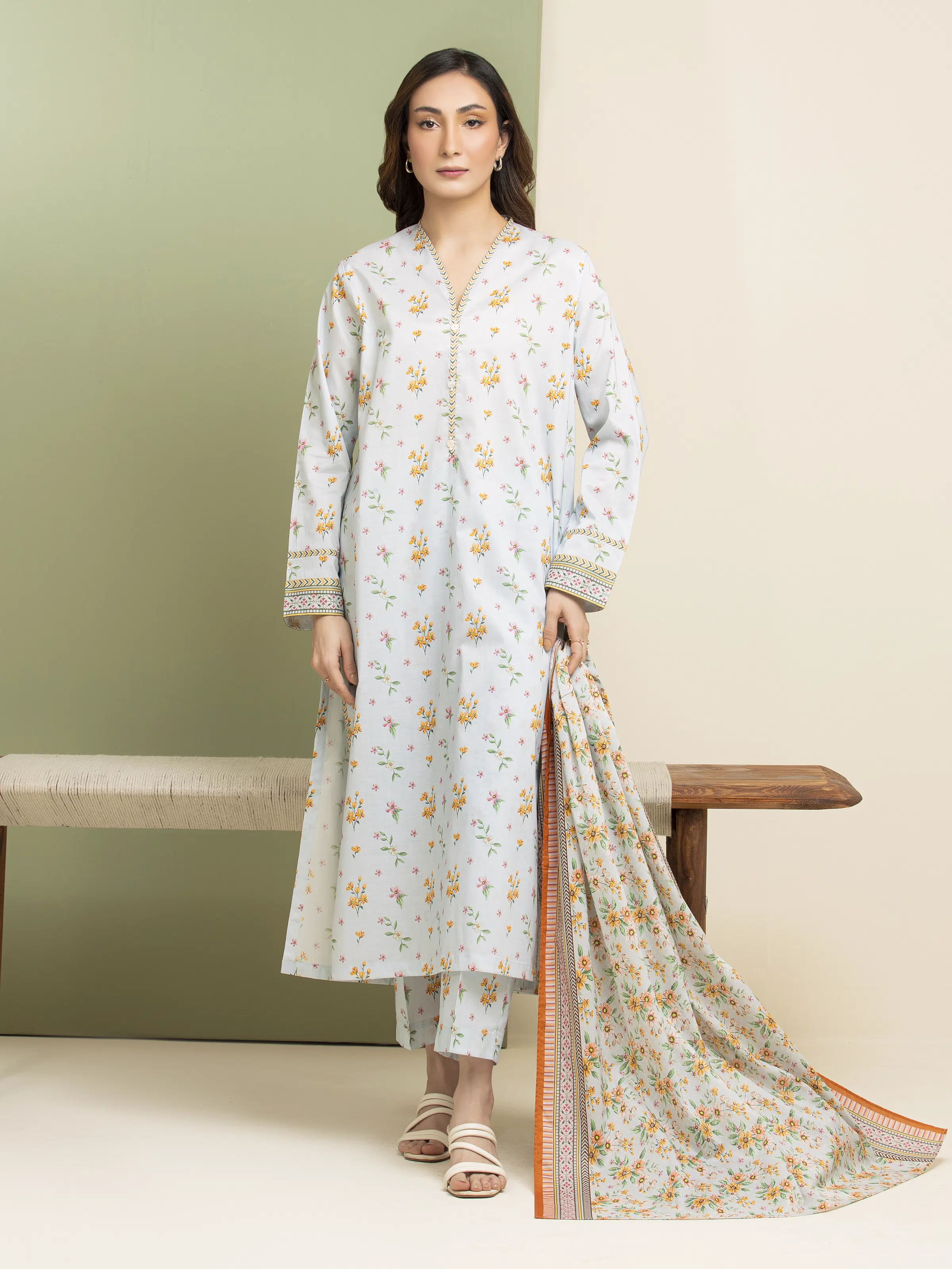 Unstitched Printed Lawn Shirt Dupatta - EWU5A1-35072SD