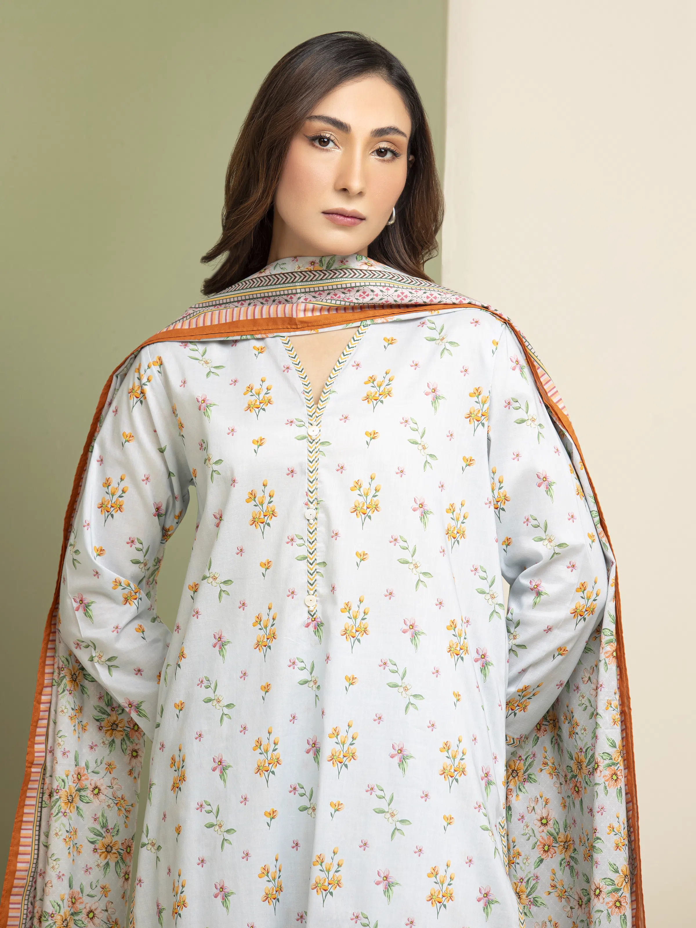 Unstitched Printed Lawn Shirt Dupatta - EWU5A1-35072SD - Image 2