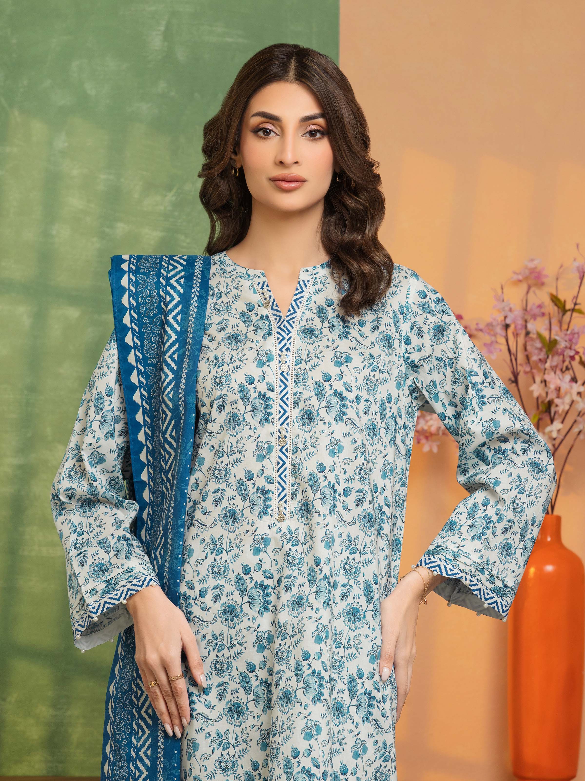 Unstitched Printed Lawn Suit - EWU5A1-35248-3P - Image 2