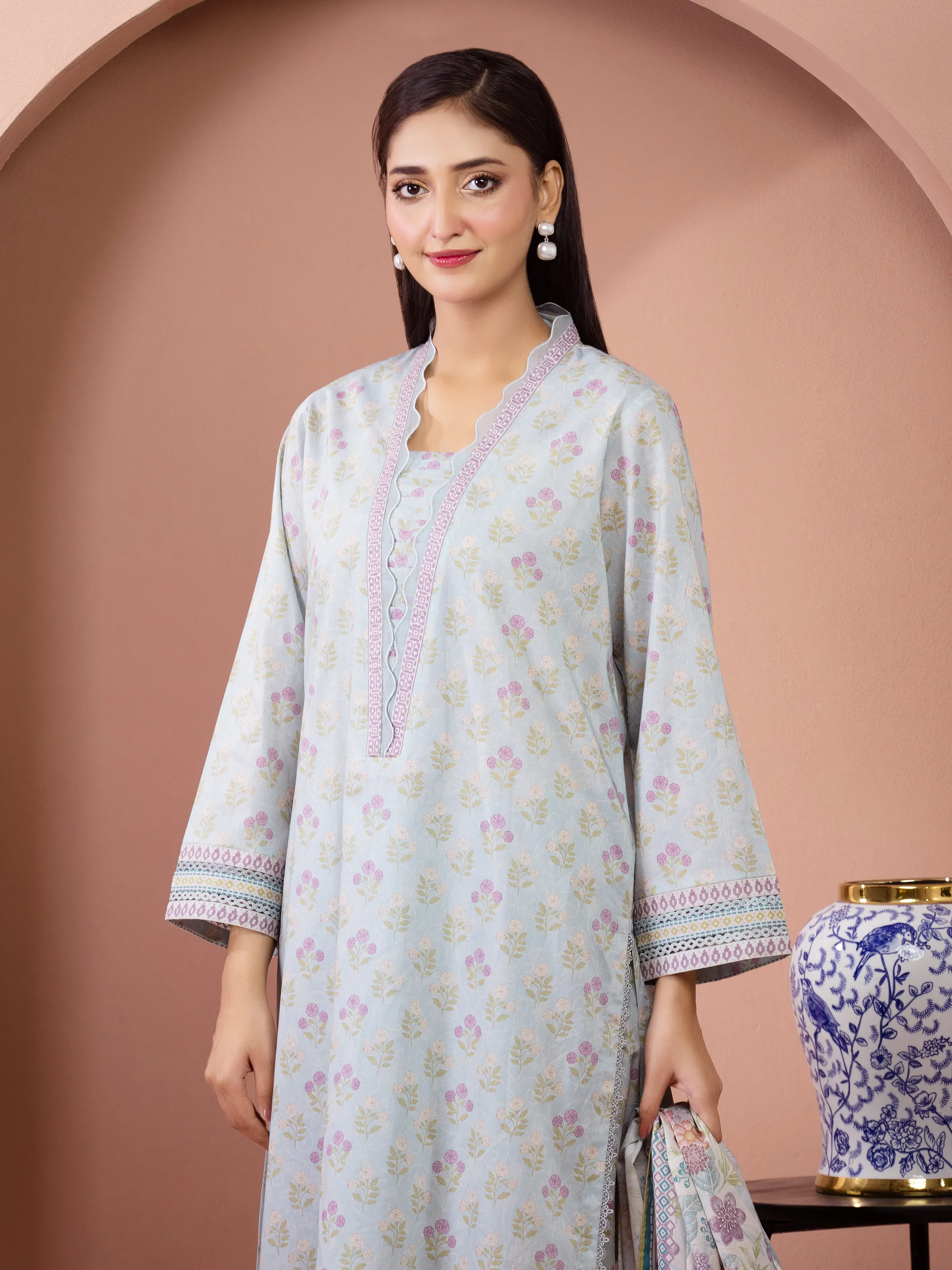 Unstitched Printed Lawn Suit - EWU5A1-35643-3P - Image 2