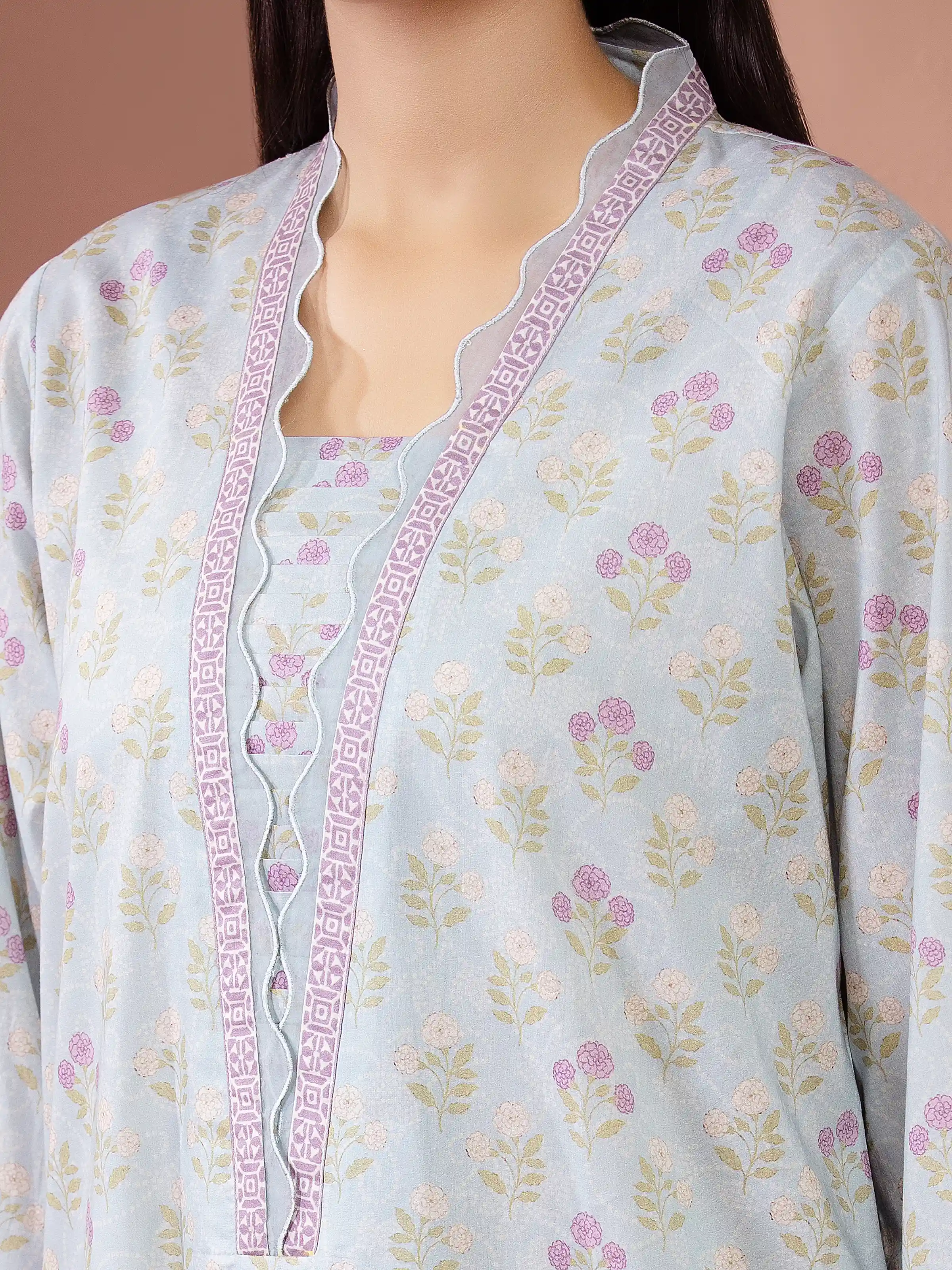 Unstitched Printed Lawn Suit - EWU5A1-35643-3P - Image 3