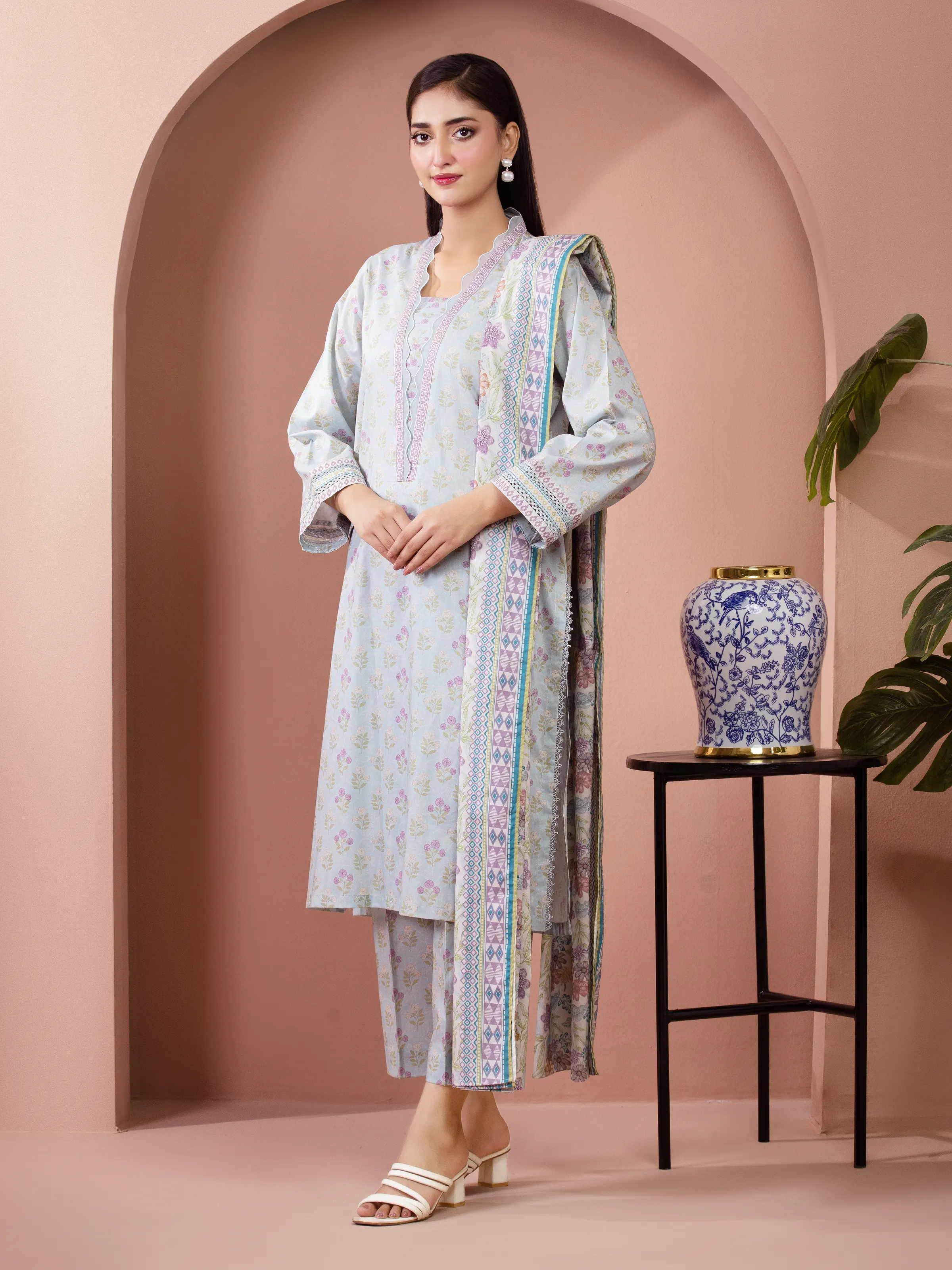 Unstitched Printed Lawn Suit - EWU5A1-35643-3P - Image 6