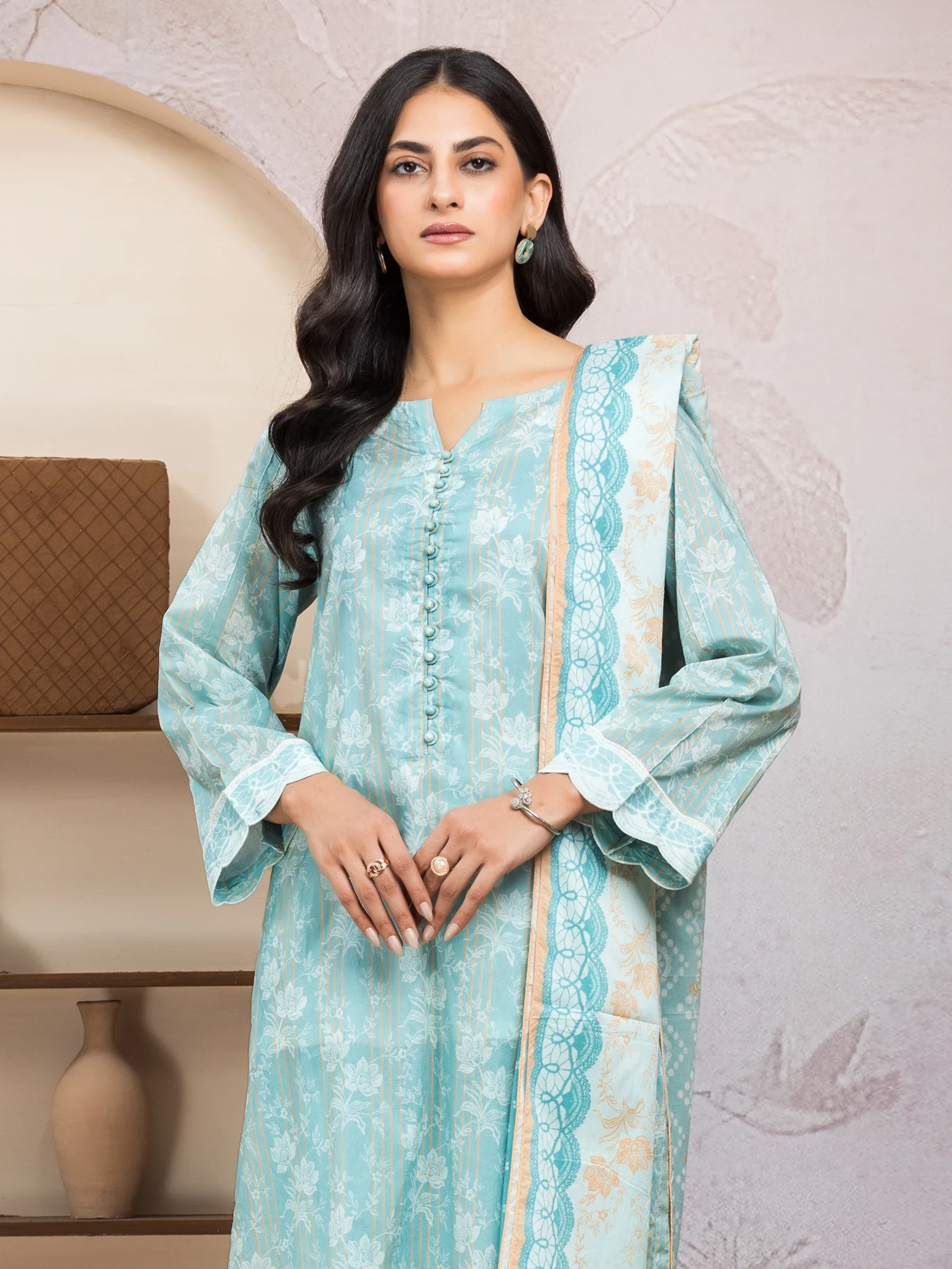 Unstitched Printed Lawn Suit - EWU5A1-35209-3P - Image 2
