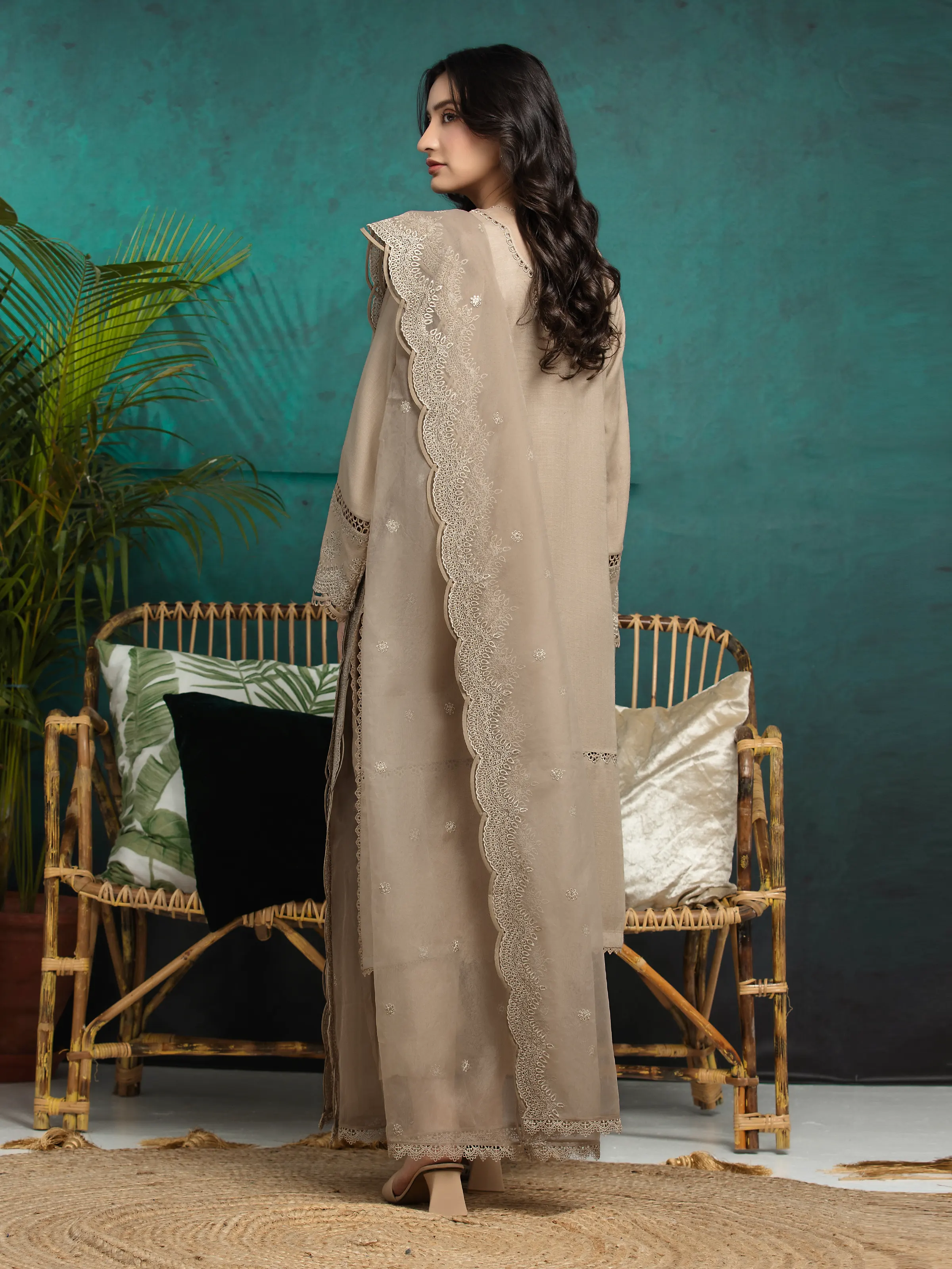 Unstitched Embroidered Raw Silk Suit - EWU24V16-30284-3P - Image 2