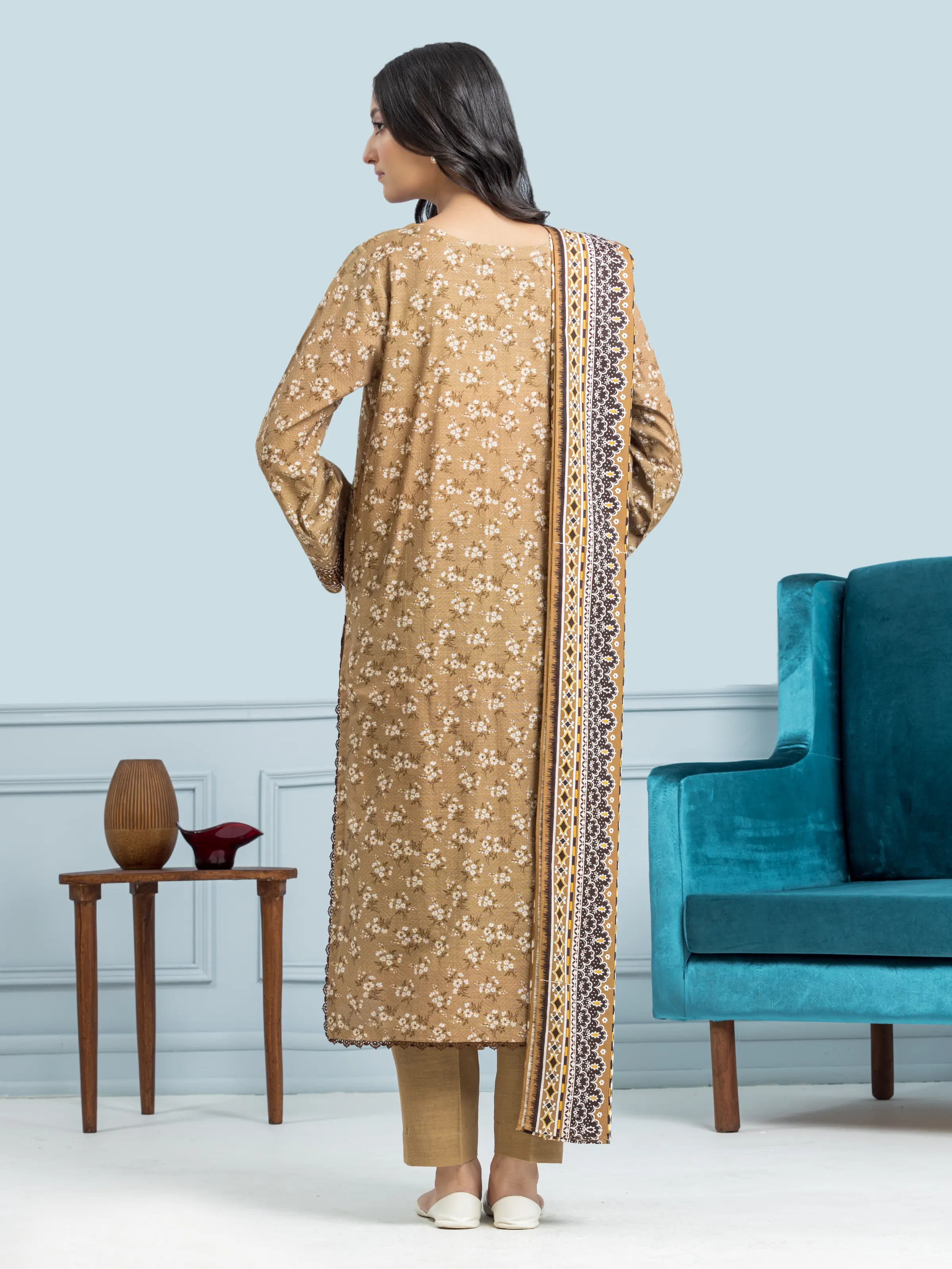 Unstitched Printed Khaddar Suit - EWU24A3-29310-3P - Image 2