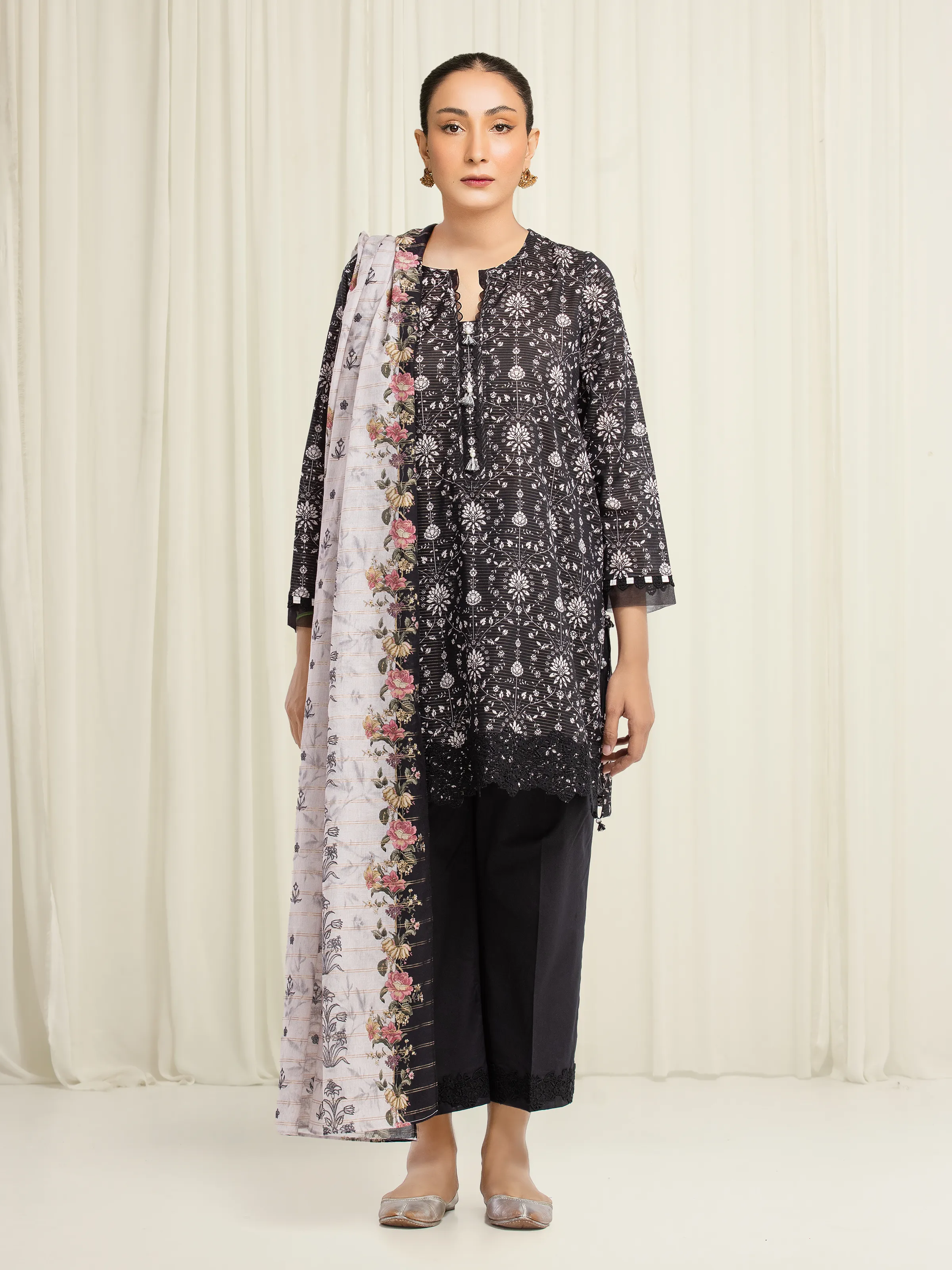 Unstitched Zari Lawn Suit - EWU6M6-048-3P