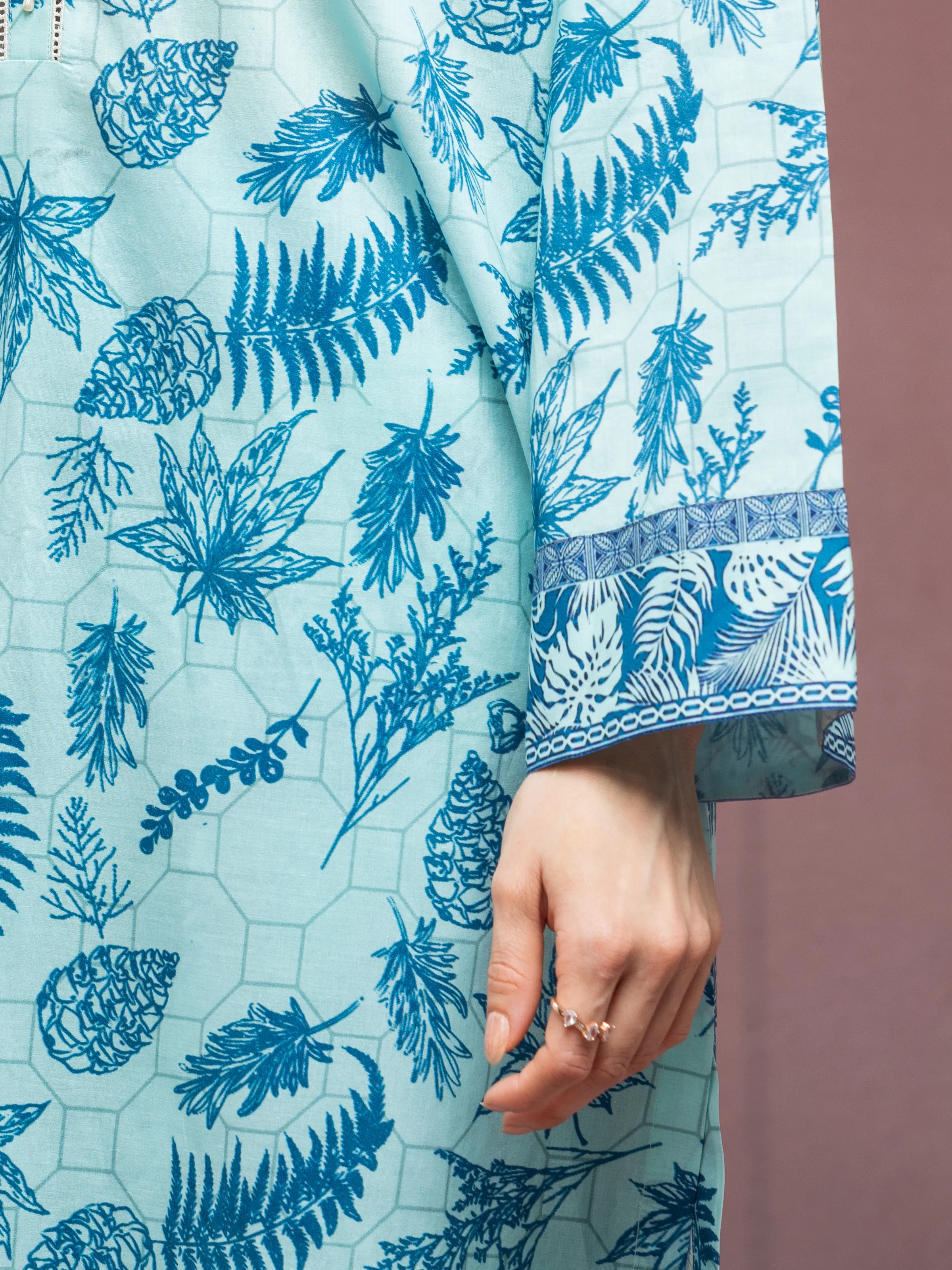Unstitched Printed Lawn Shirt Trouser - EWU5A1-35082ST - Image 3