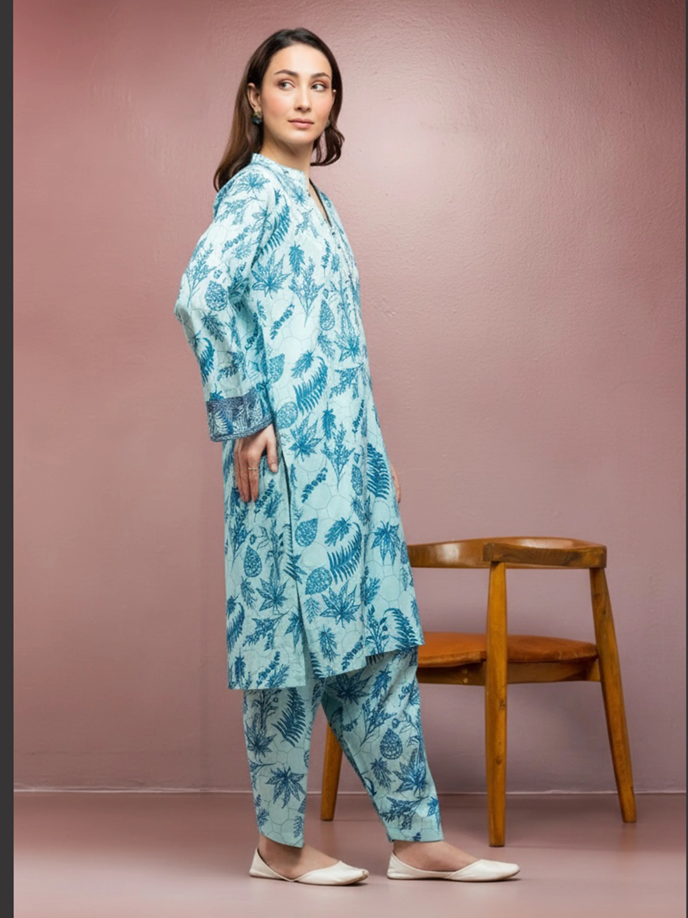 Unstitched Printed Lawn Shirt Trouser - EWU5A1-35082ST - Image 4