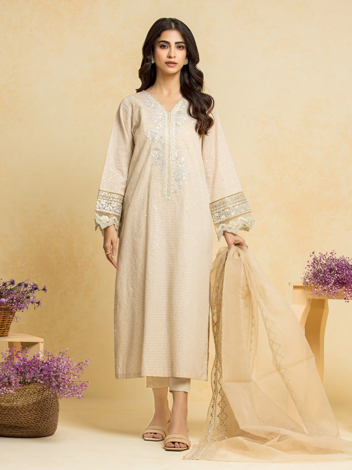 Unstitched Embroidered Dobby Shirt Trouser - EWU24V7-28771ST - Image 2