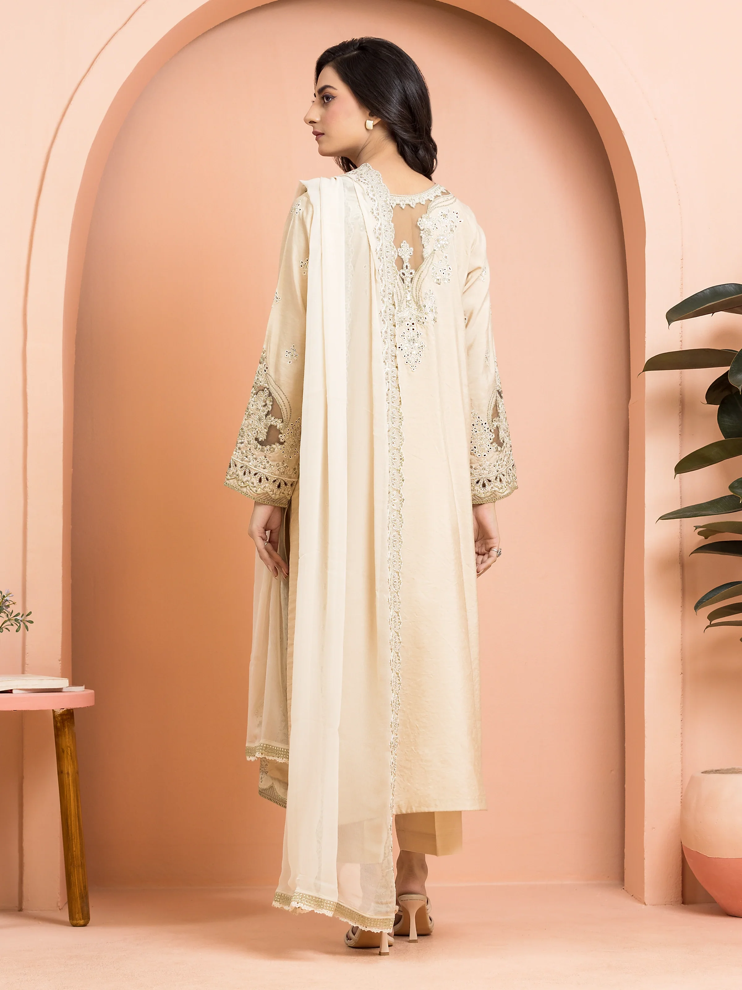Unstitched Embroidered Raw Silk Suit - EWU24V16-30253-3P - Image 2