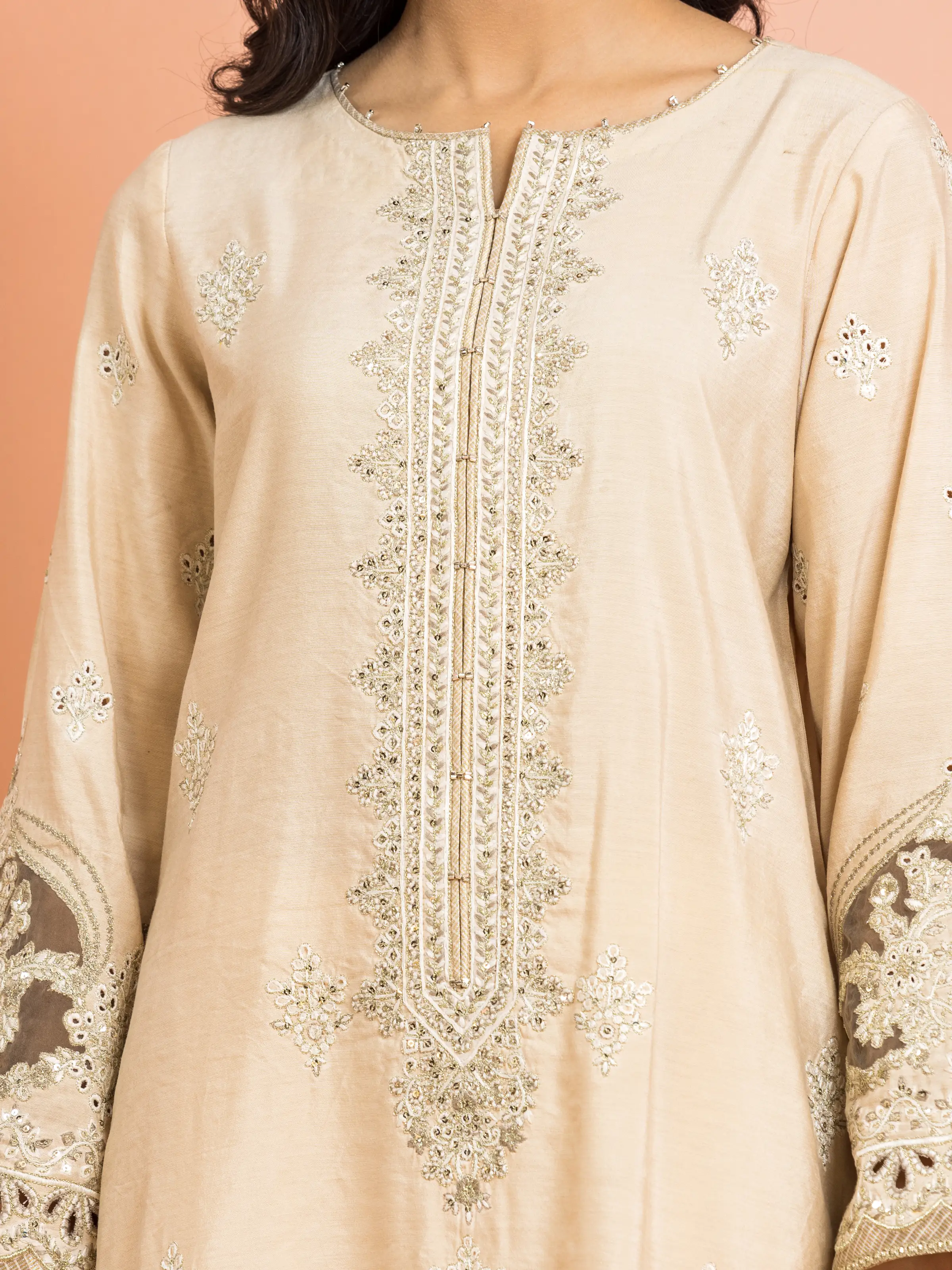 Unstitched Embroidered Raw Silk Suit - EWU24V16-30253-3P - Image 4