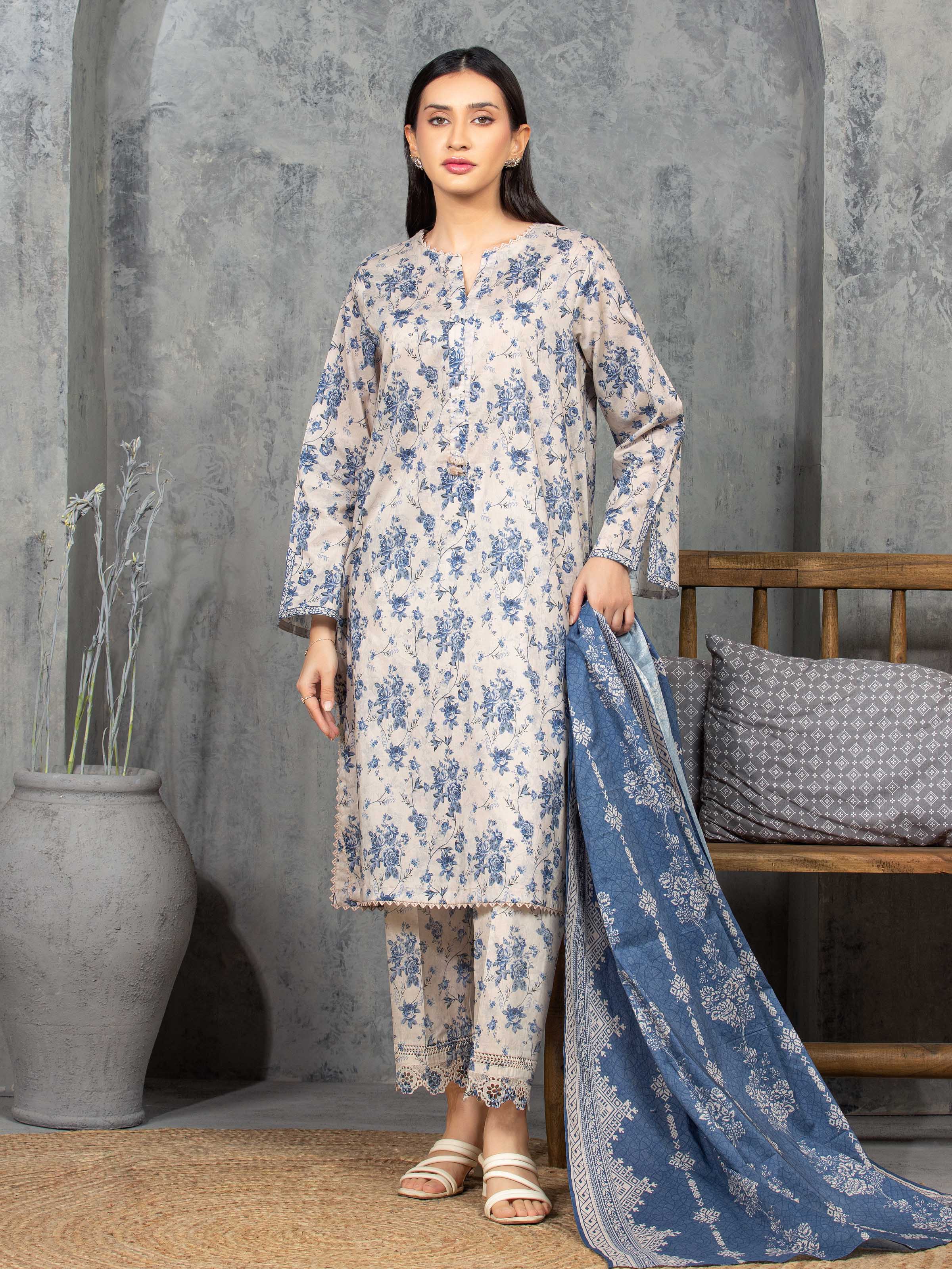 Unstitched Printed Cambric Suit - EWU5A2-35839-3P - Image 6