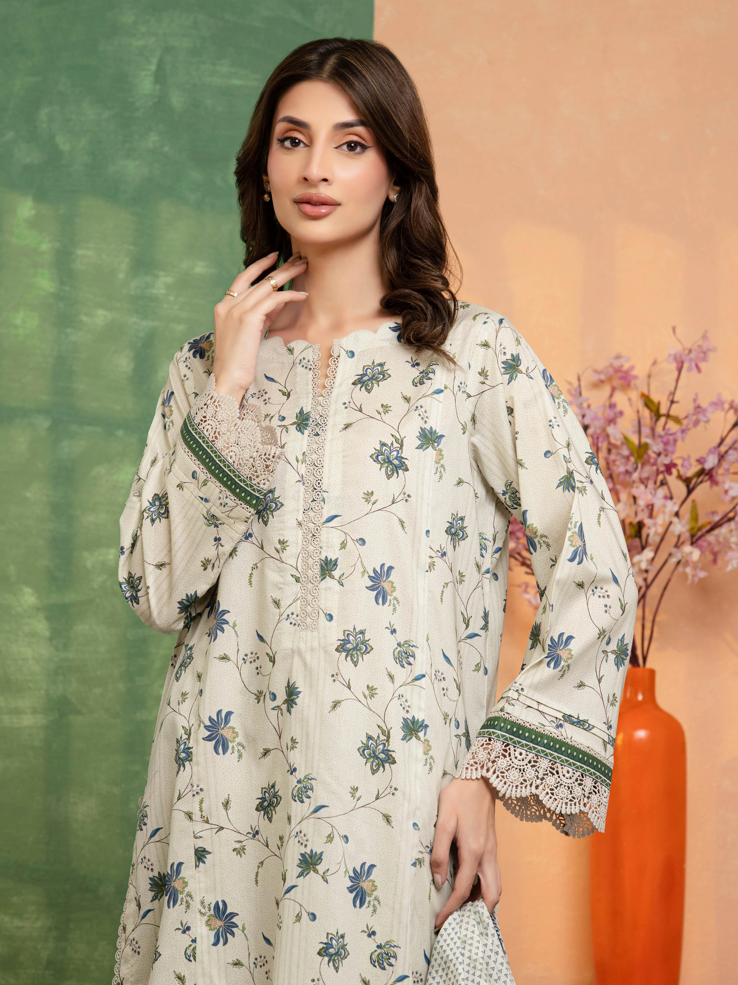 Unstitched Printed Lawn Suit - EWU5A1-35671-3P - Image 2