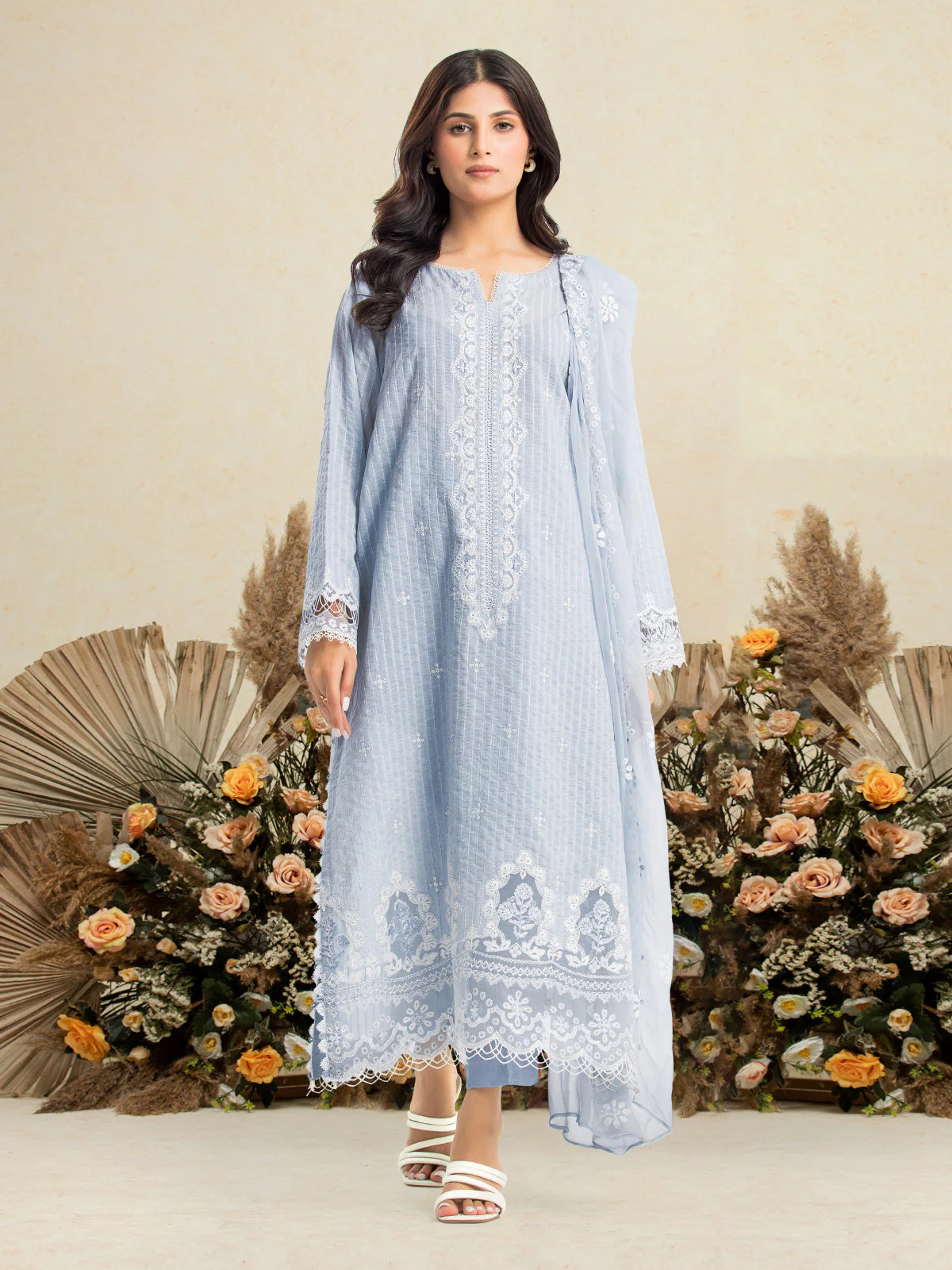 Unstitched Embroidered Jacquard Shirt Trouser - EWU24V3-30124ST - Image 2