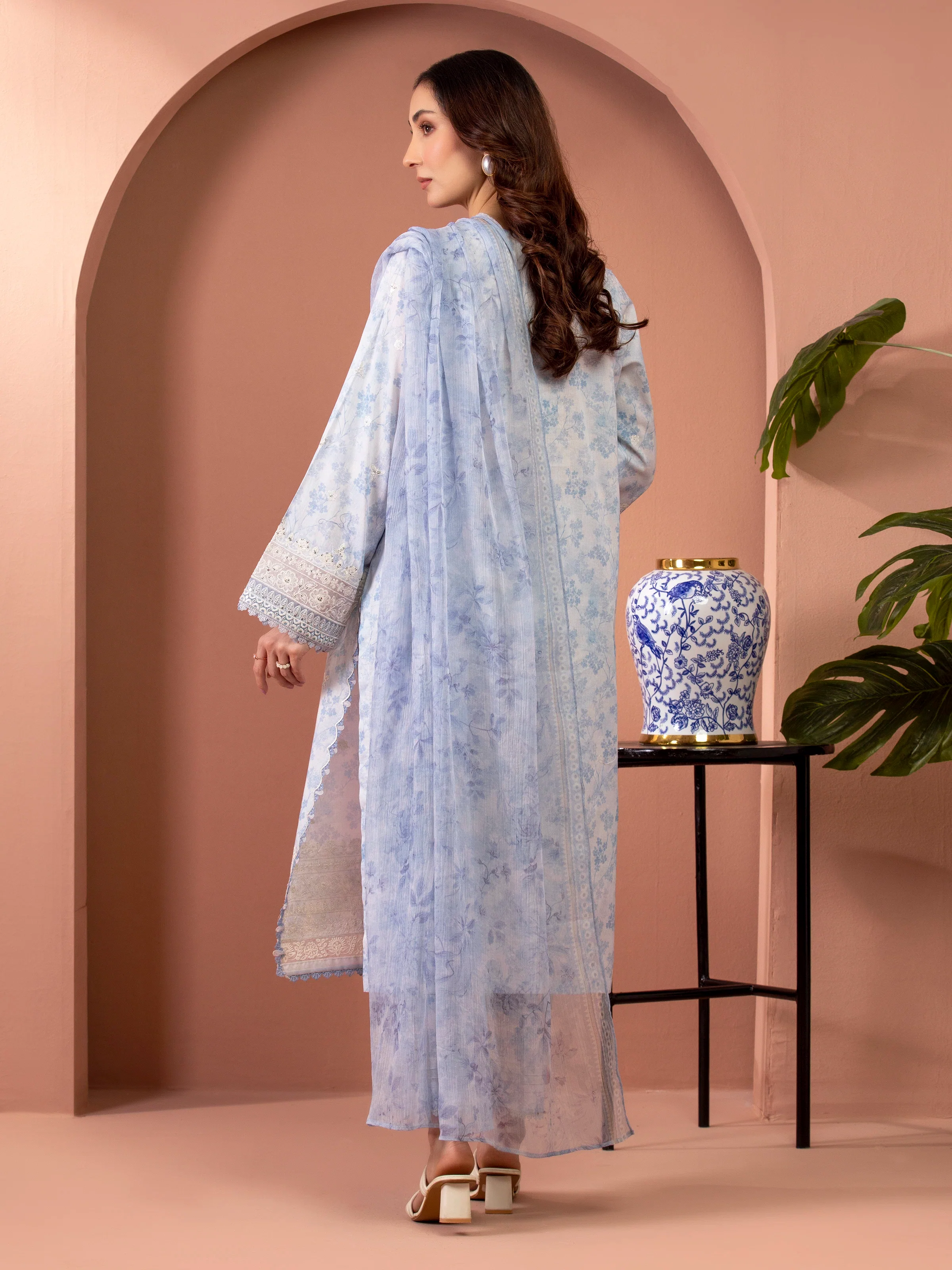 Unstitched Embroidered Lawn Suit - EWU5V1-31458-3P - Image 5