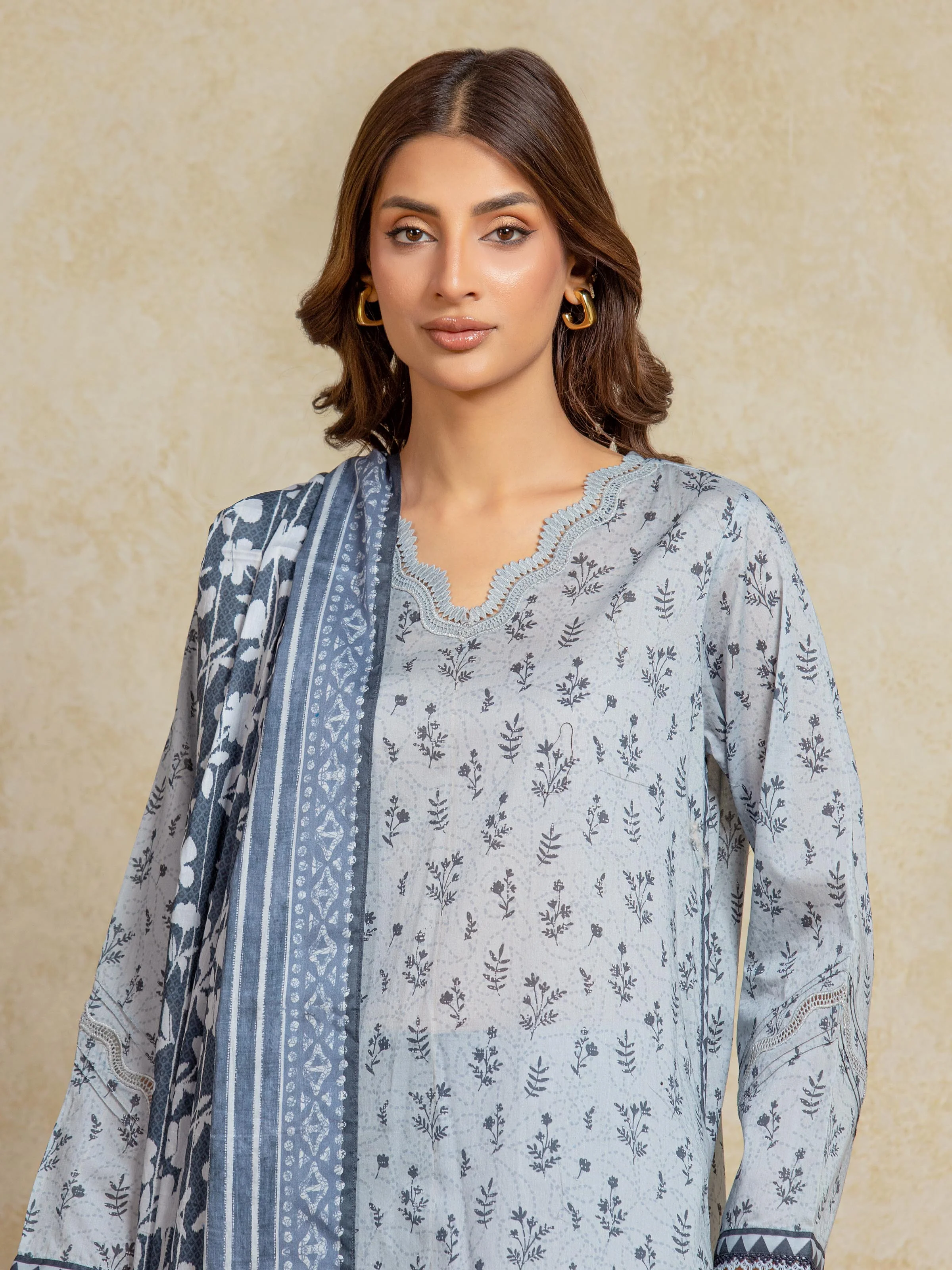 Unstitched Printed Khaddar Suit - EWU5A3-35924-3P - Image 2
