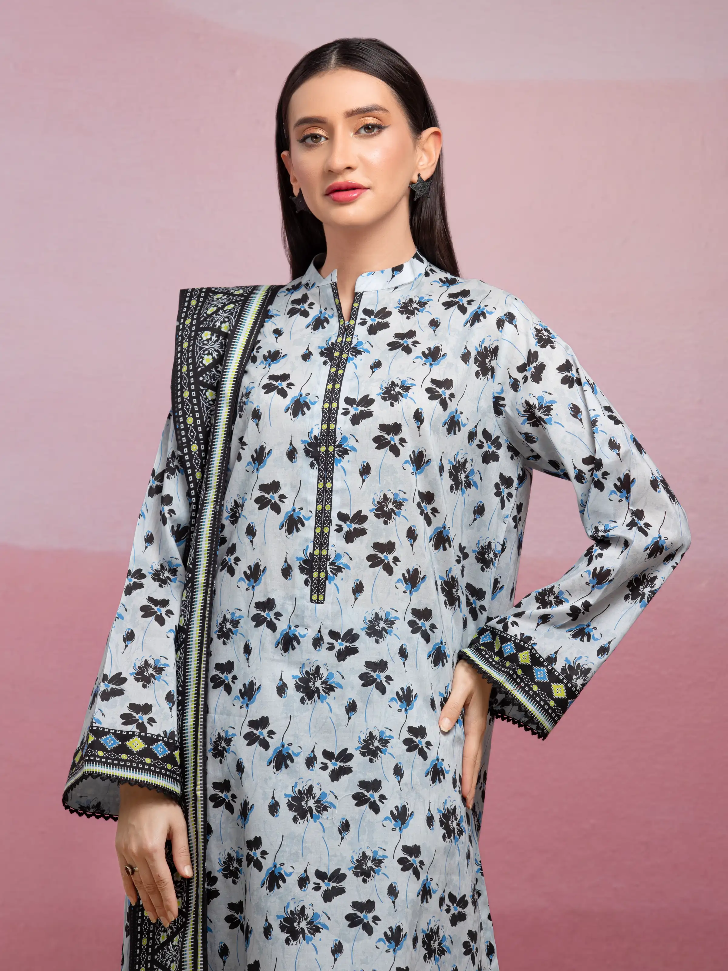 Unstitched Printed Lawn Suit - EWU5A1-35031-3P - Image 3