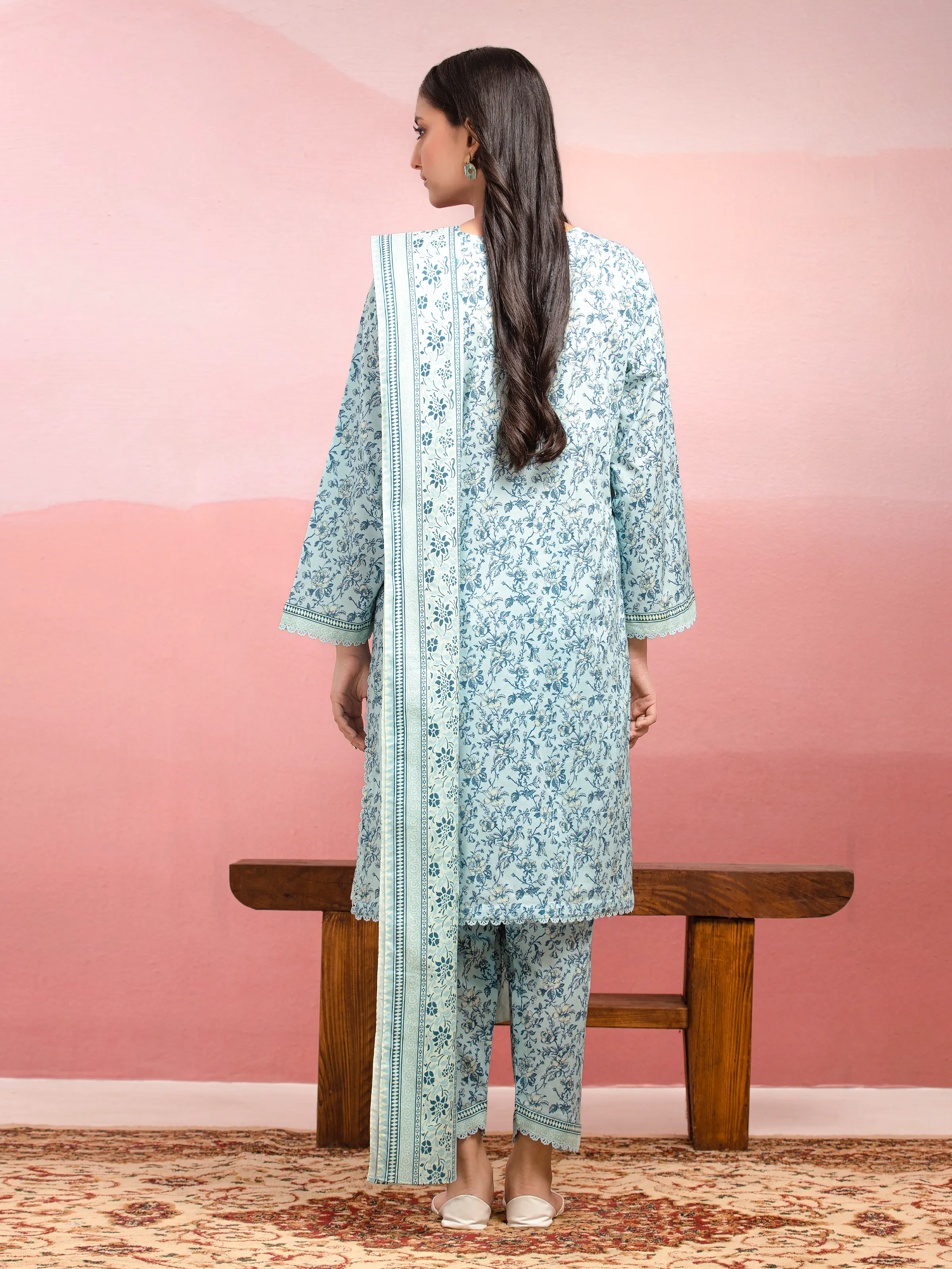 Unstitched Printed Lawn Suit - EWU5A1-35107-3P - Image 2