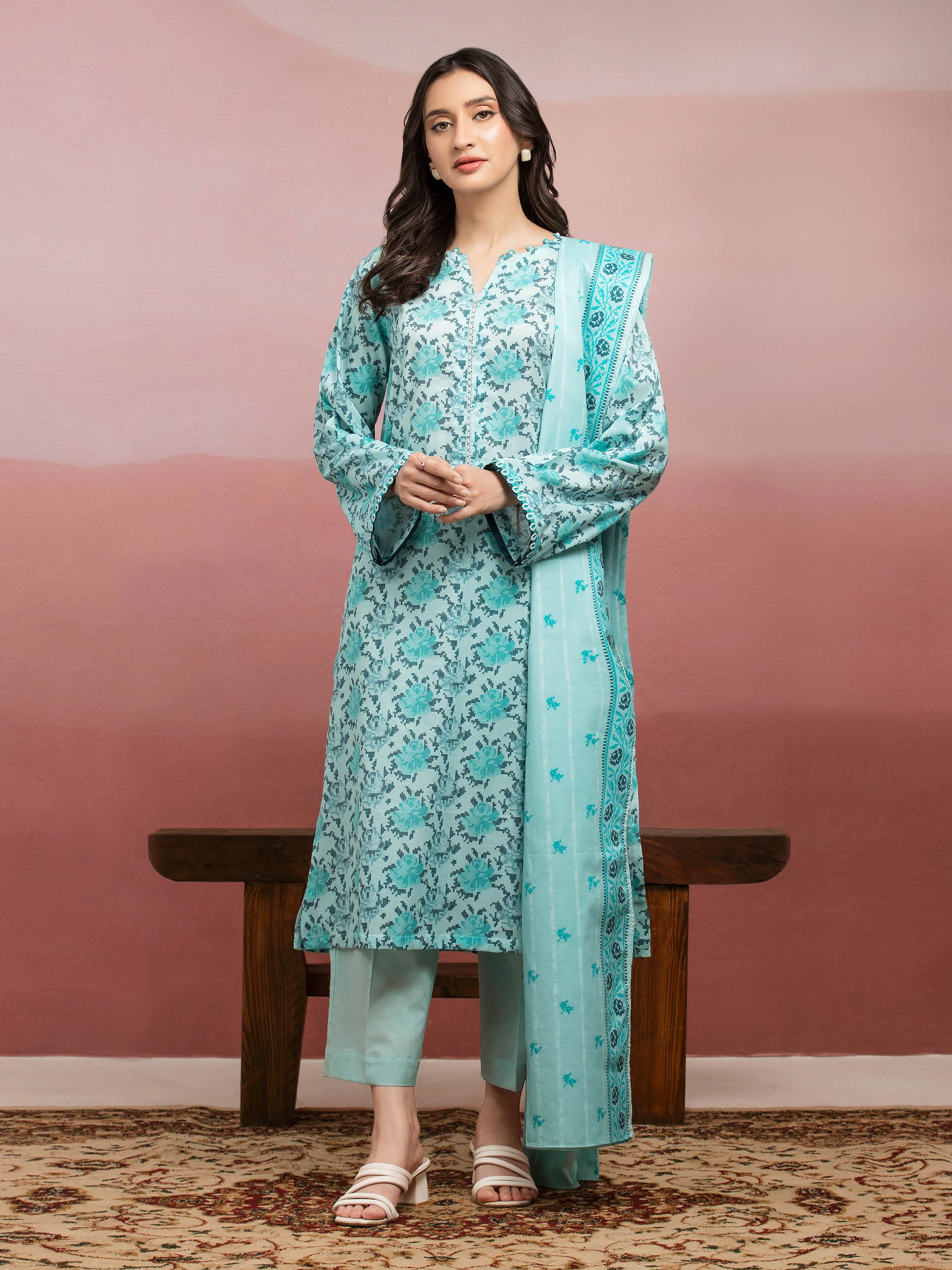 Unstitched Printed Lawn Suit - EWU5A1-35229-3P