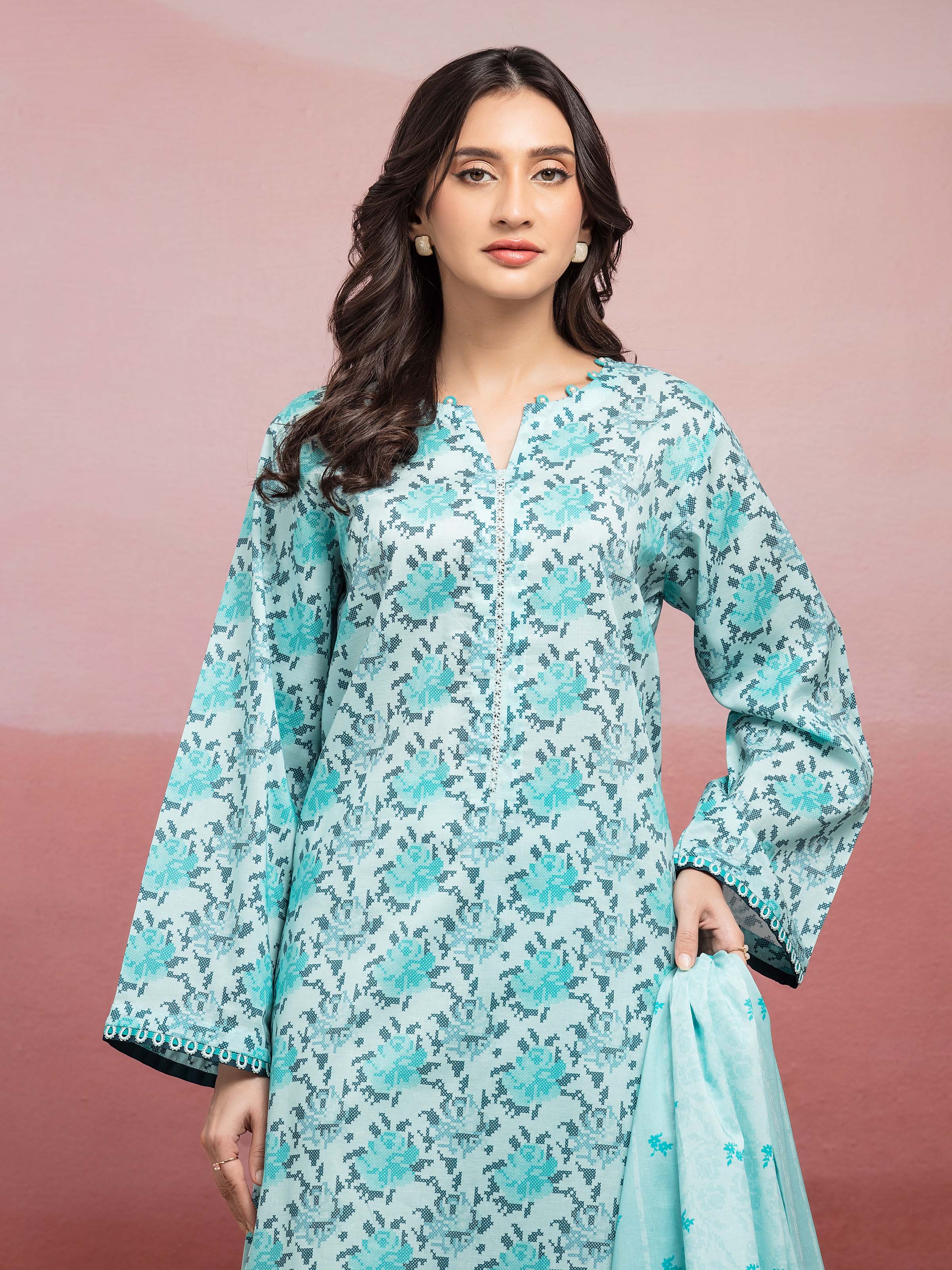 Unstitched Printed Lawn Suit - EWU5A1-35229-3P - Image 4