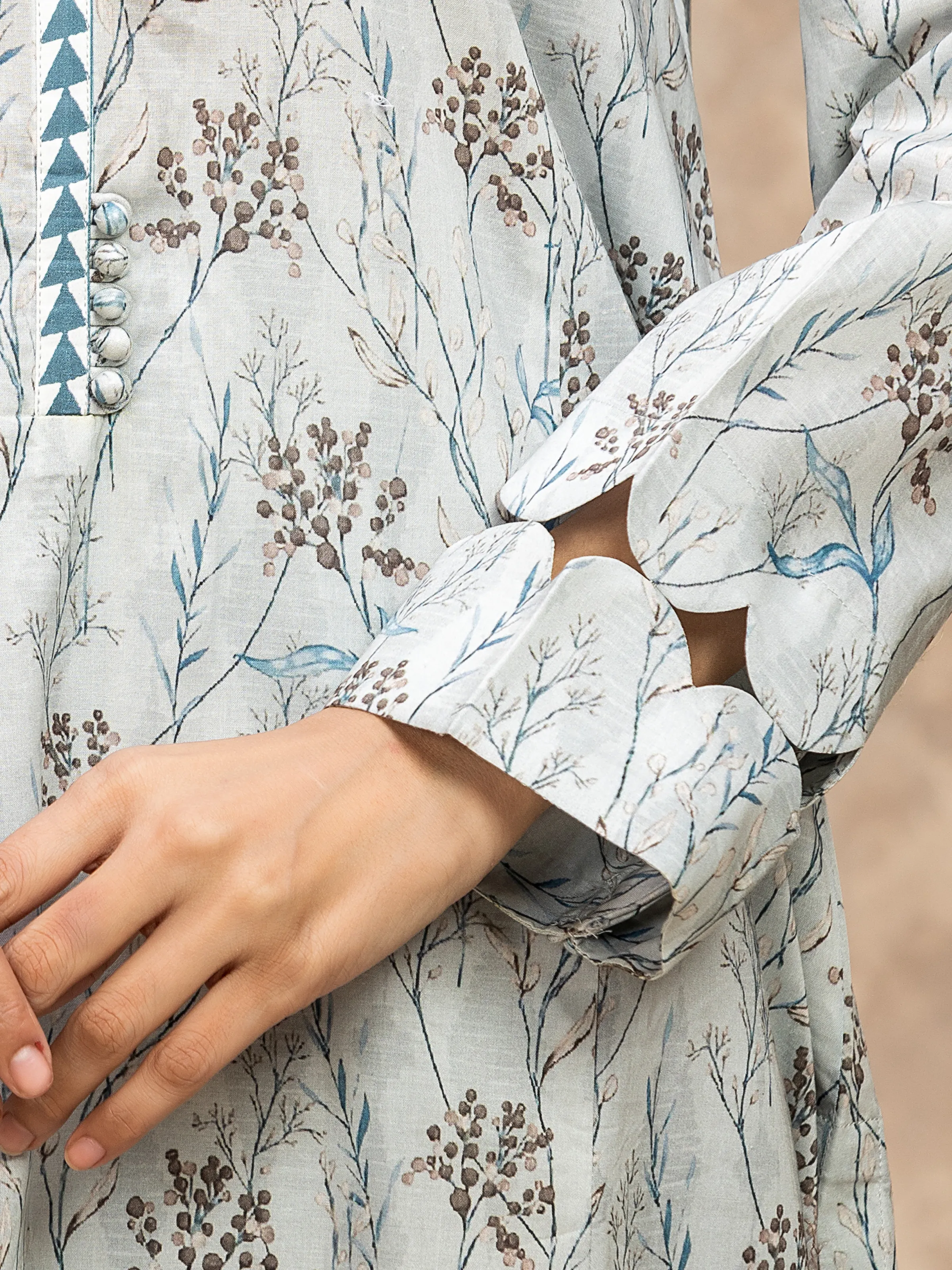 Unstitched Light Blue Printed Lawn Suit - EWU6A1-36525-3P - Image 4