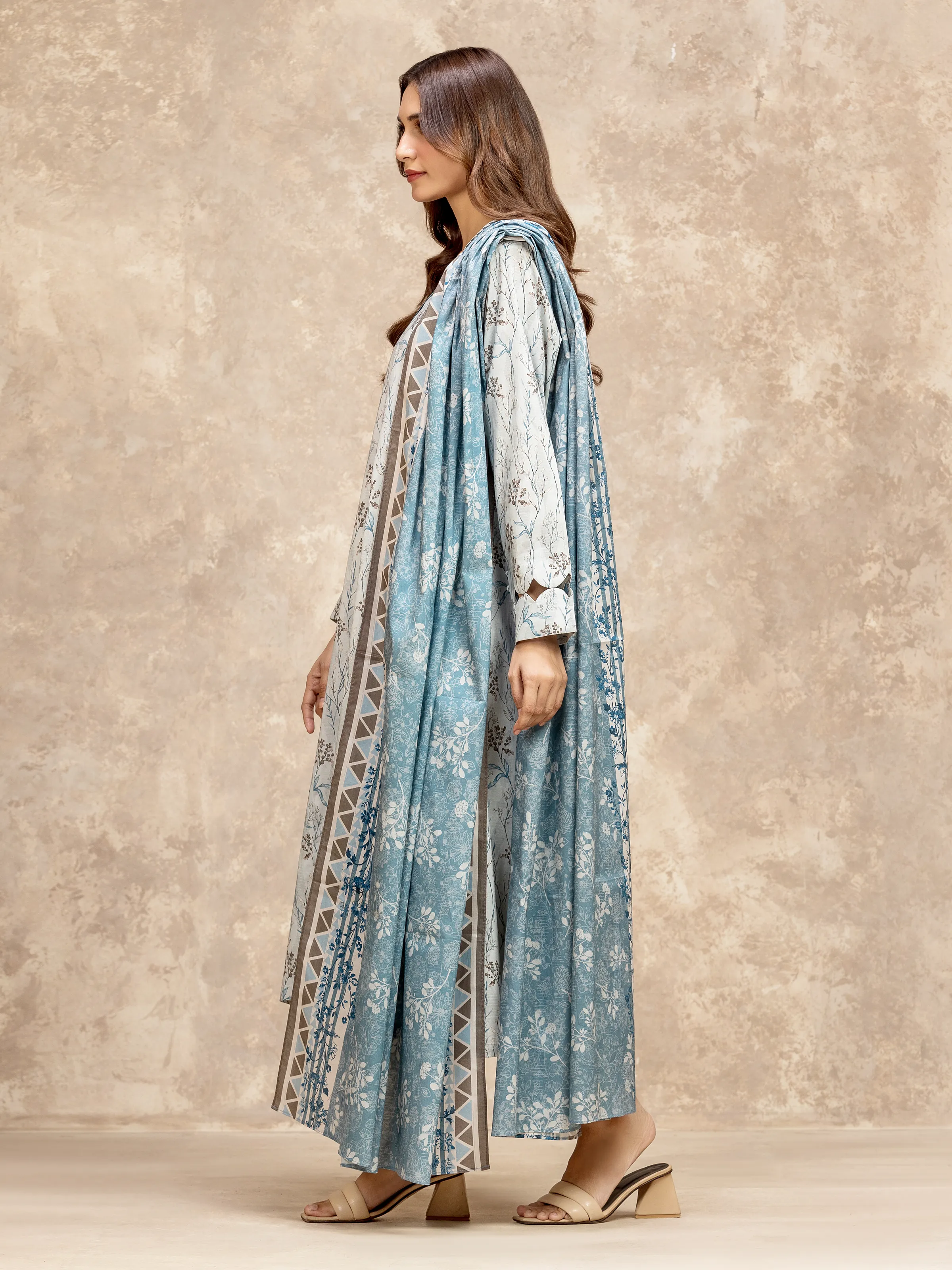 Unstitched Light Blue Printed Lawn Suit - EWU6A1-36525-3P - Image 5