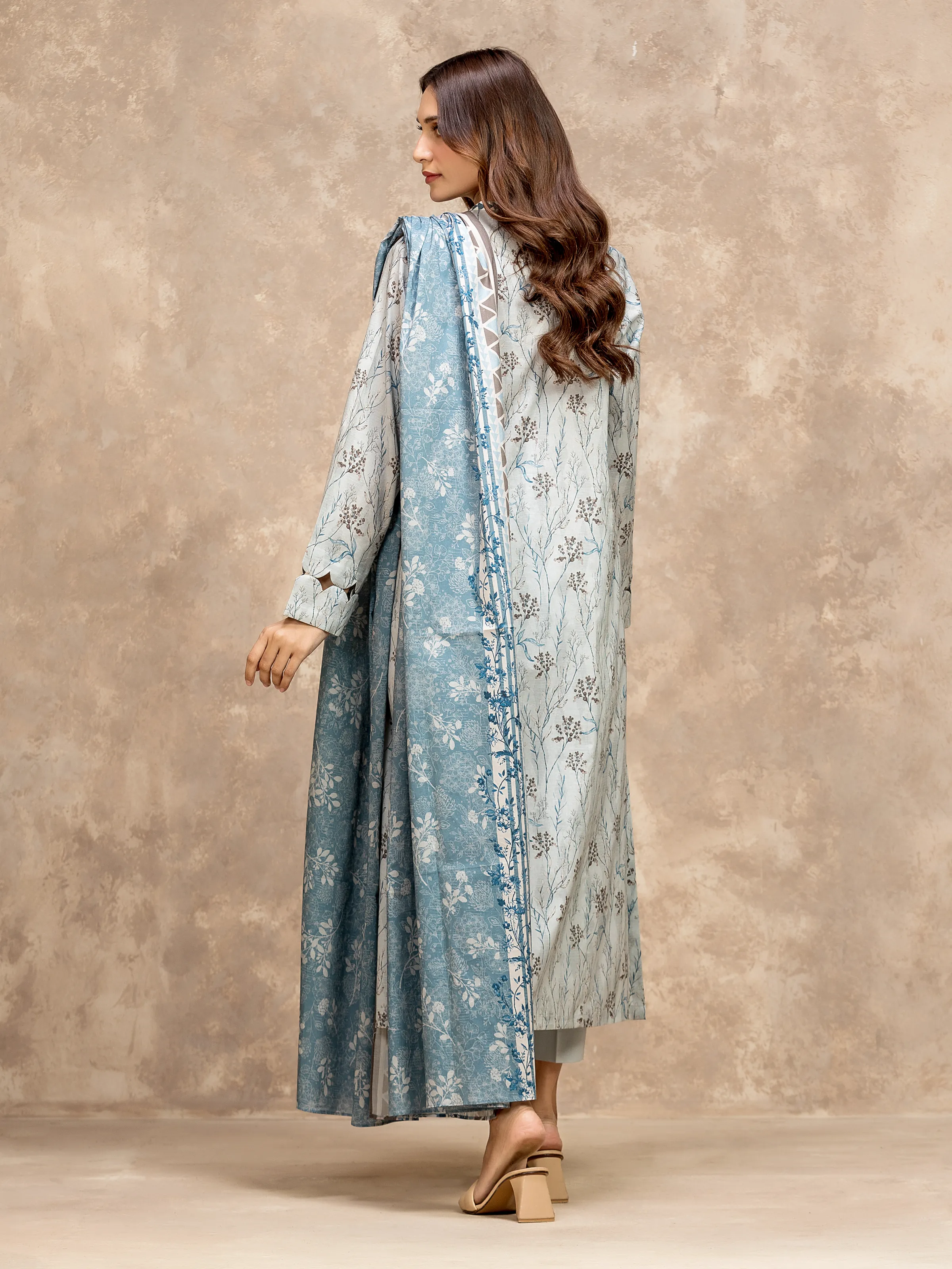 Unstitched Light Blue Printed Lawn Suit - EWU6A1-36525-3P - Image 6