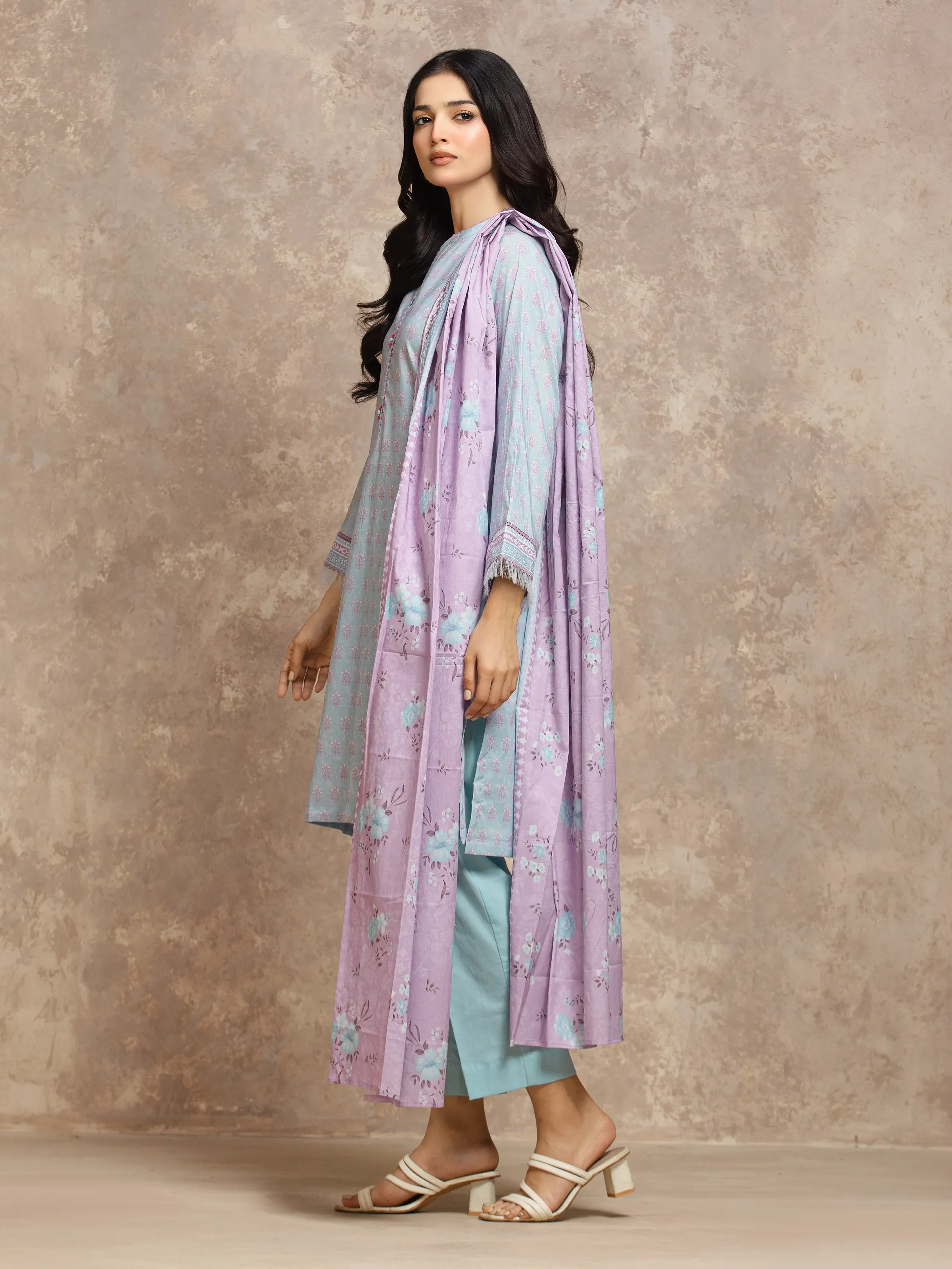 Unstitched Printed Lawn Suit - EWU6A1-36529-3P - Image 5