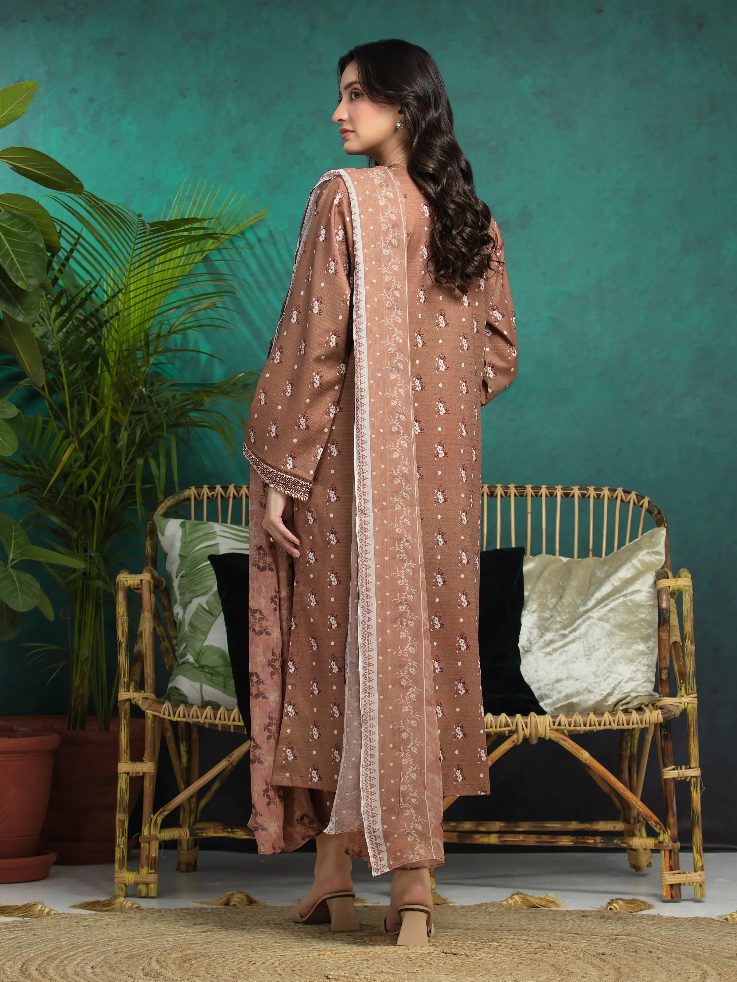 Unstitched Embroidered Dobby Suit - EWU5V7-30368-3P - Image 4
