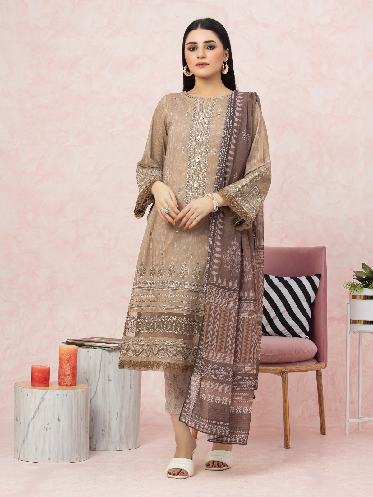 Unstitched Embroidered Lawn Shirt Trouser - EWU22V1-26577ST