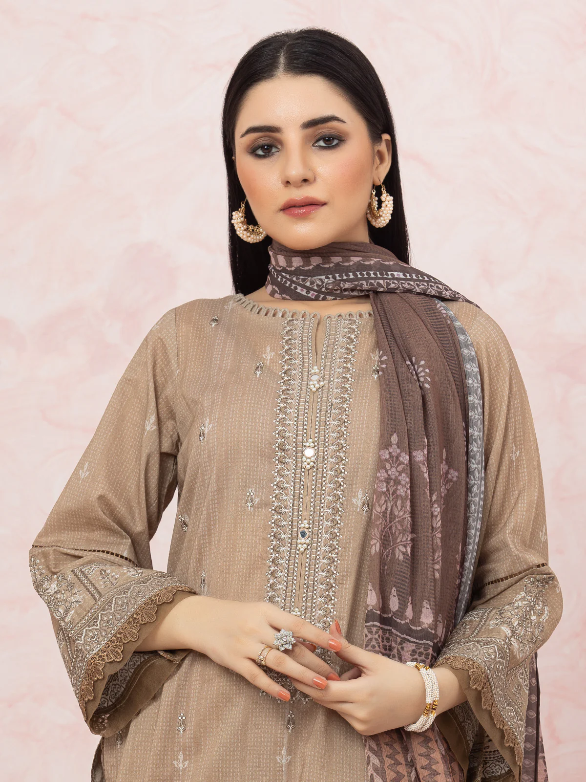 Unstitched Embroidered Lawn Shirt Trouser - EWU22V1-26577ST - Image 3