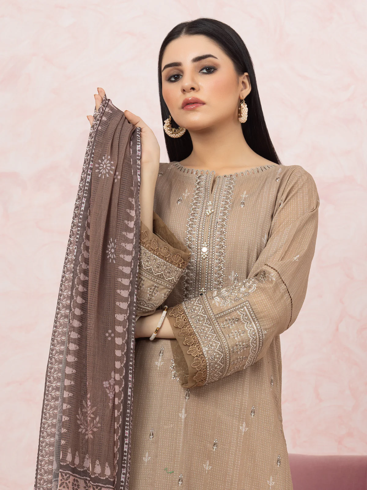 Unstitched Embroidered Lawn Shirt Trouser - EWU22V1-26577ST - Image 7