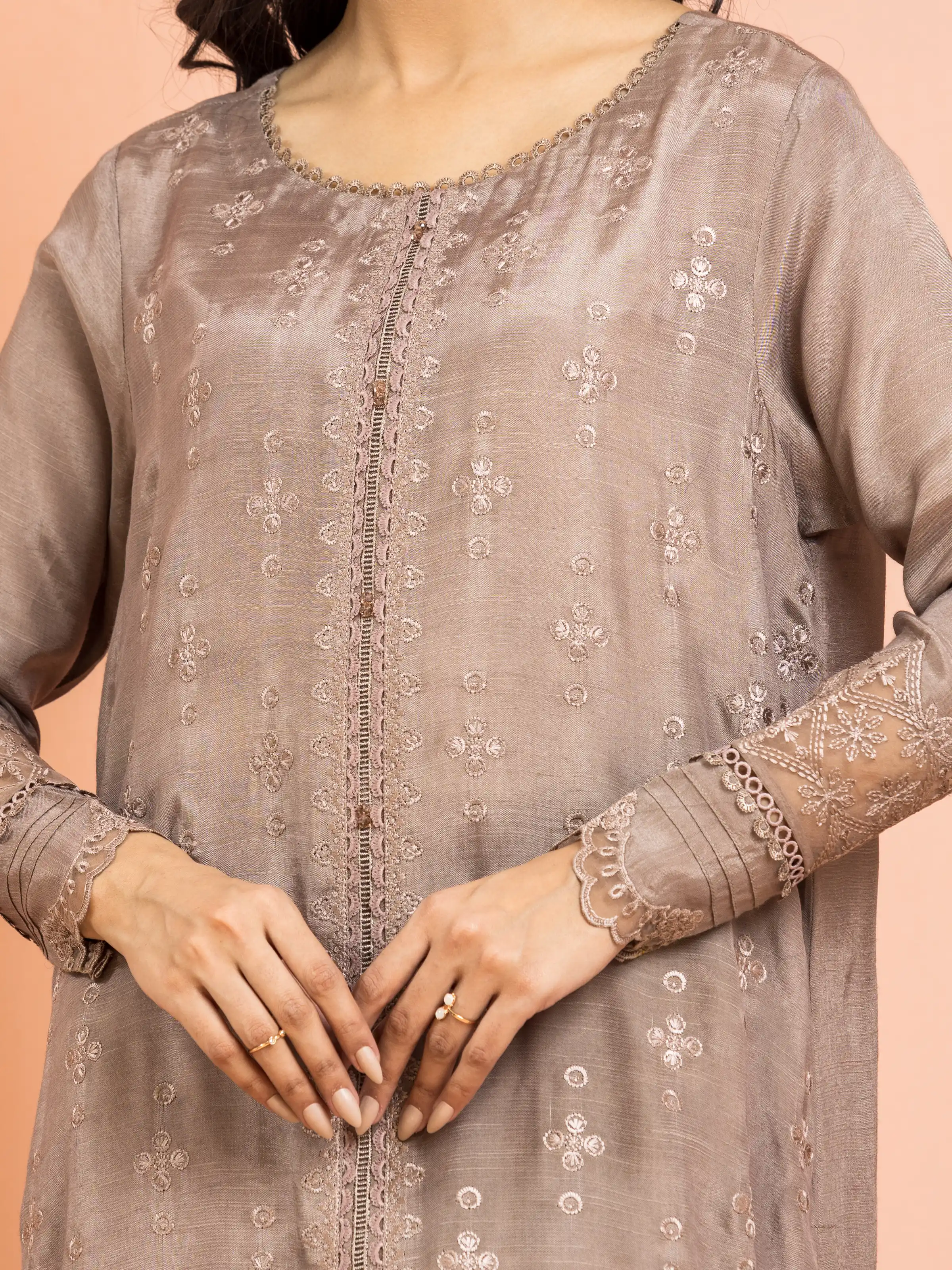 Unstitched Embroidered Raw Silk Suit - EWU24V16-30016-3P - Image 3