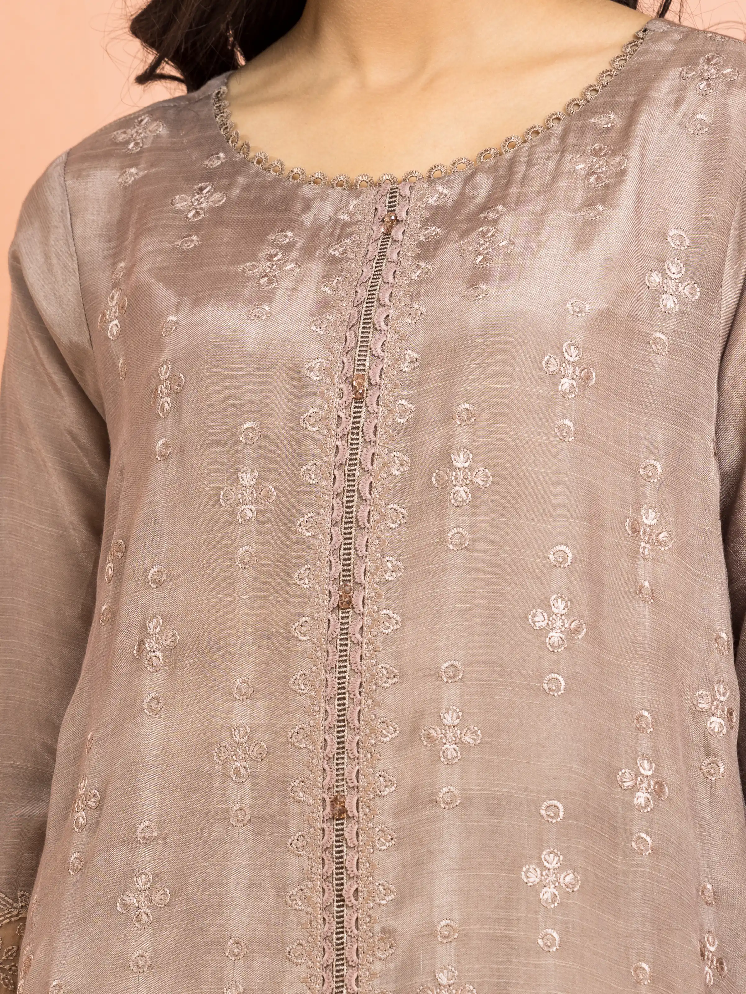 Unstitched Embroidered Raw Silk Suit - EWU24V16-30016-3P - Image 4