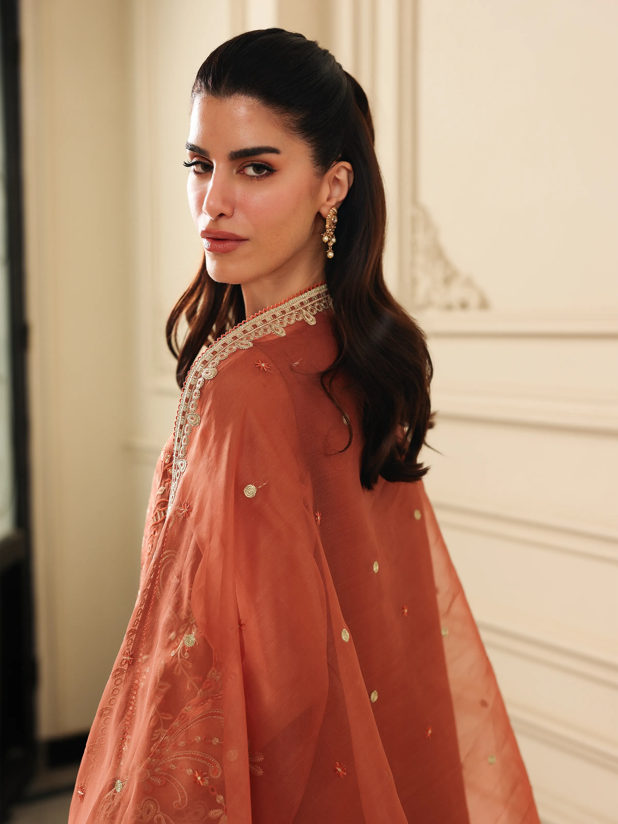 Unstitched Embroidered Organza Suit - EWU5V4-31269-3P - Image 6
