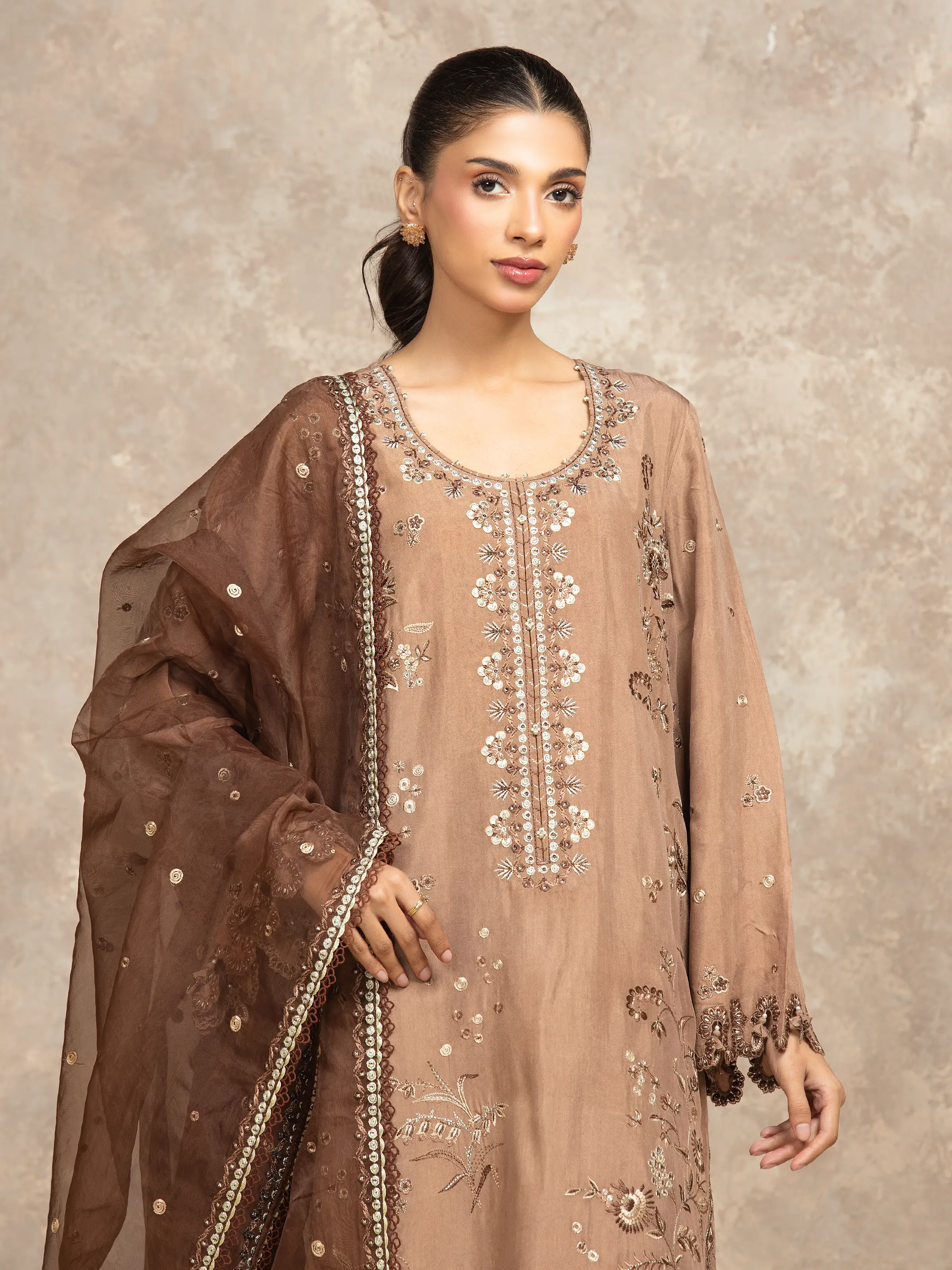Unstitched Embroidered Viscose Suit - EWU5V19-32049-3P - Image 2