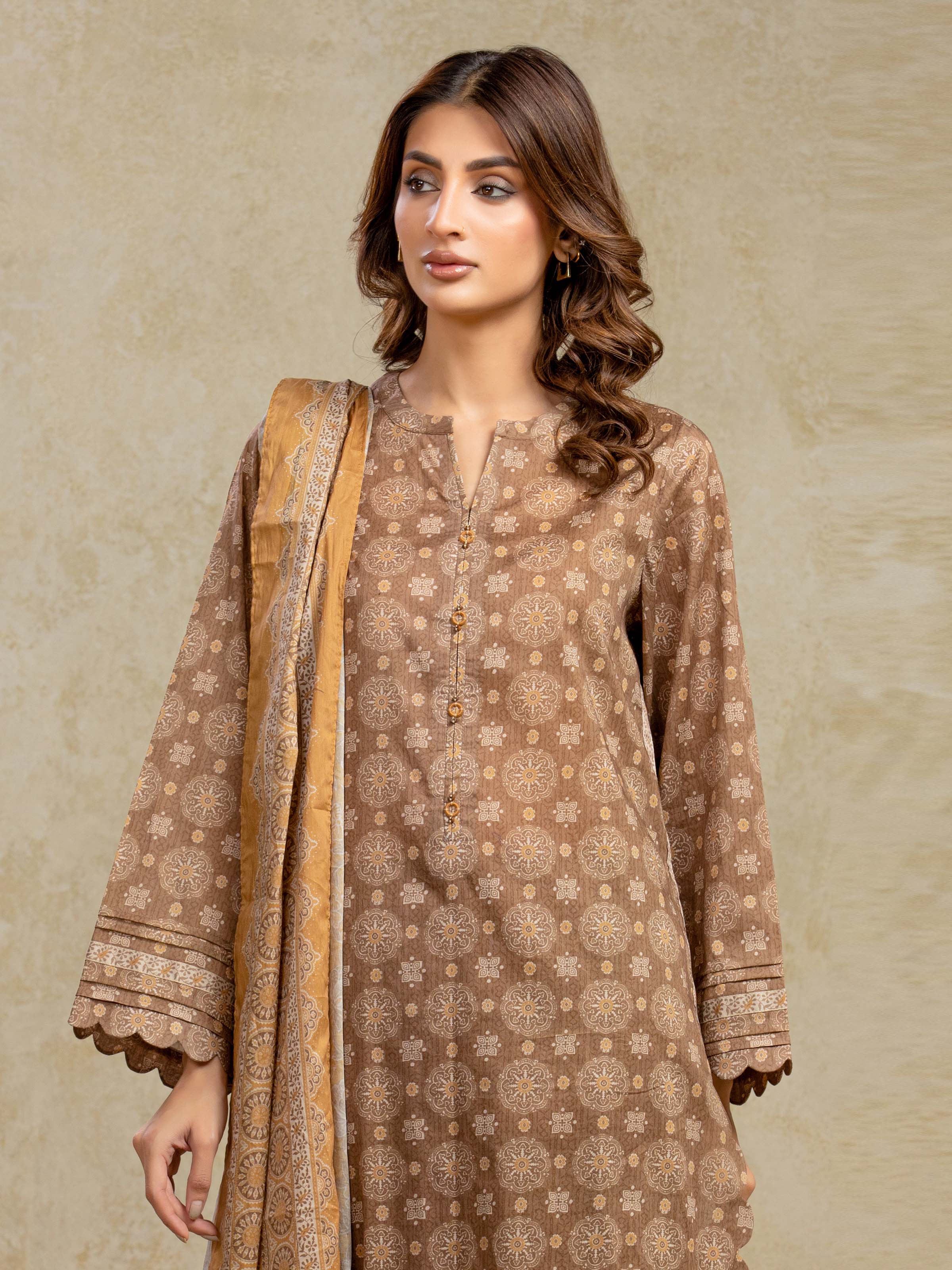 Unstitched Printed Khaddar Suit - EWU5A3-35940-3P - Image 2