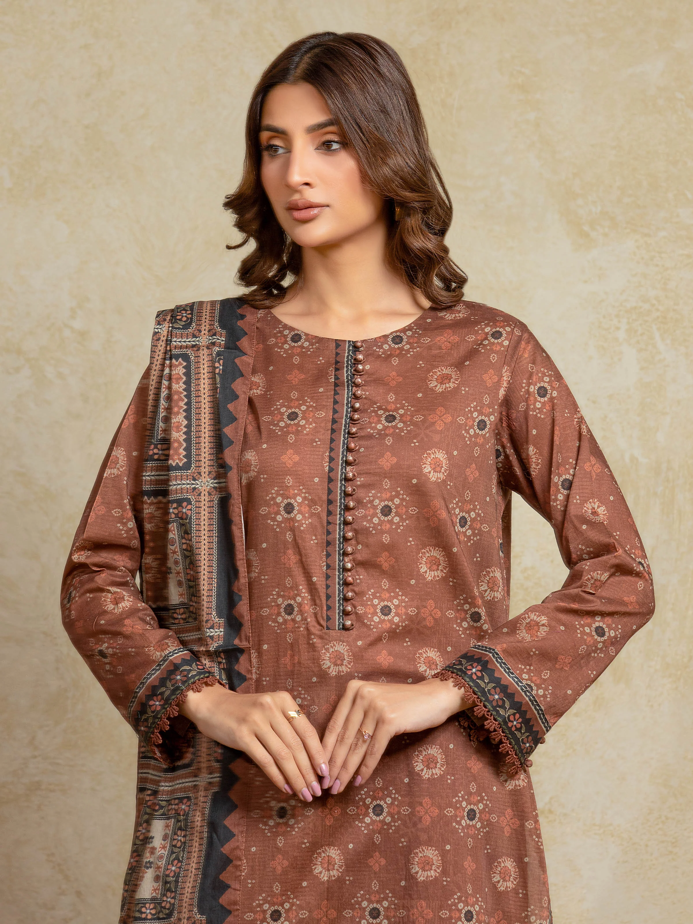 Unstitched Printed Khaddar Suit - EWU5A3-35960-3P - Image 2
