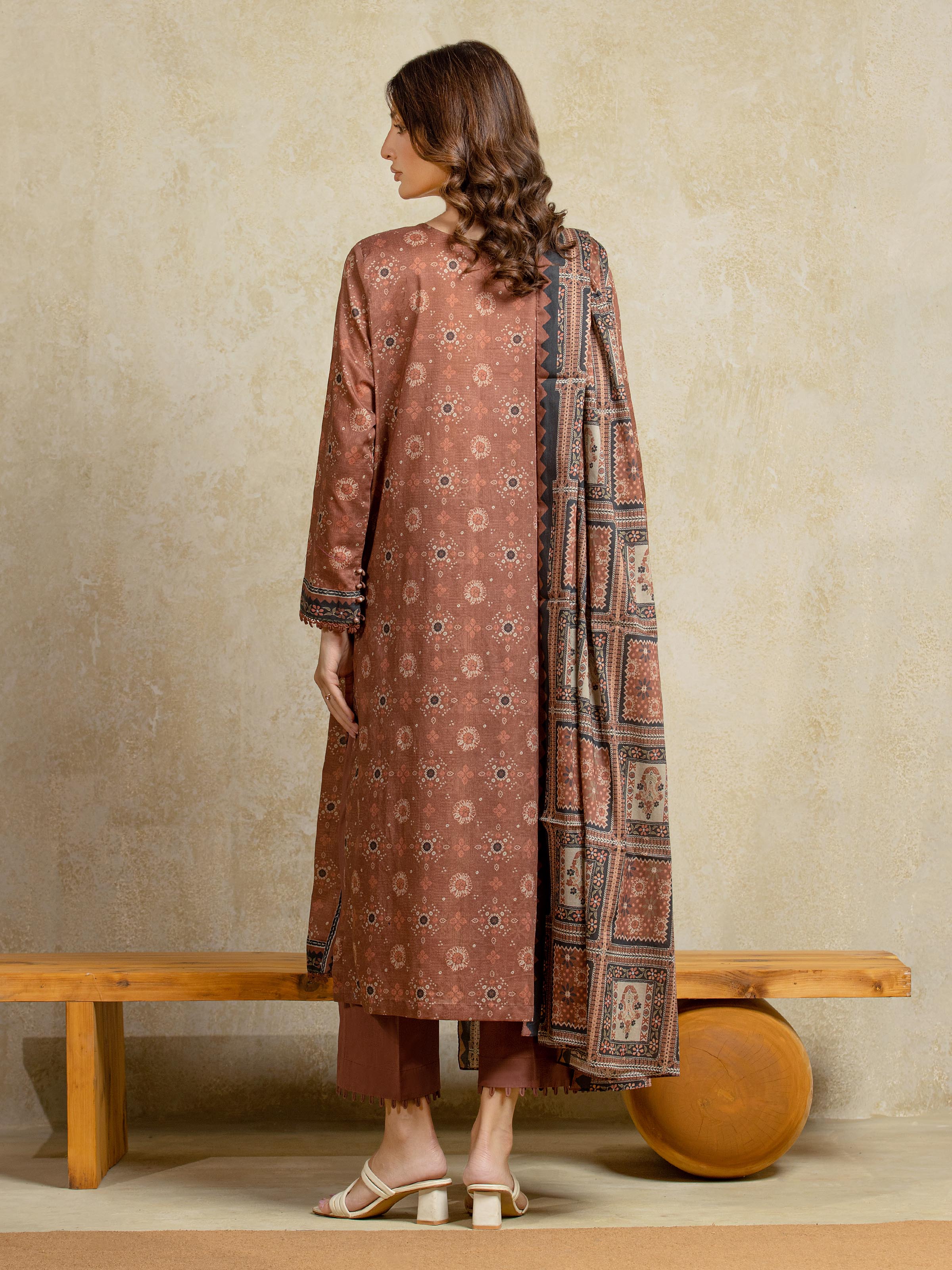 Unstitched Printed Khaddar Suit - EWU5A3-35960-3P - Image 6