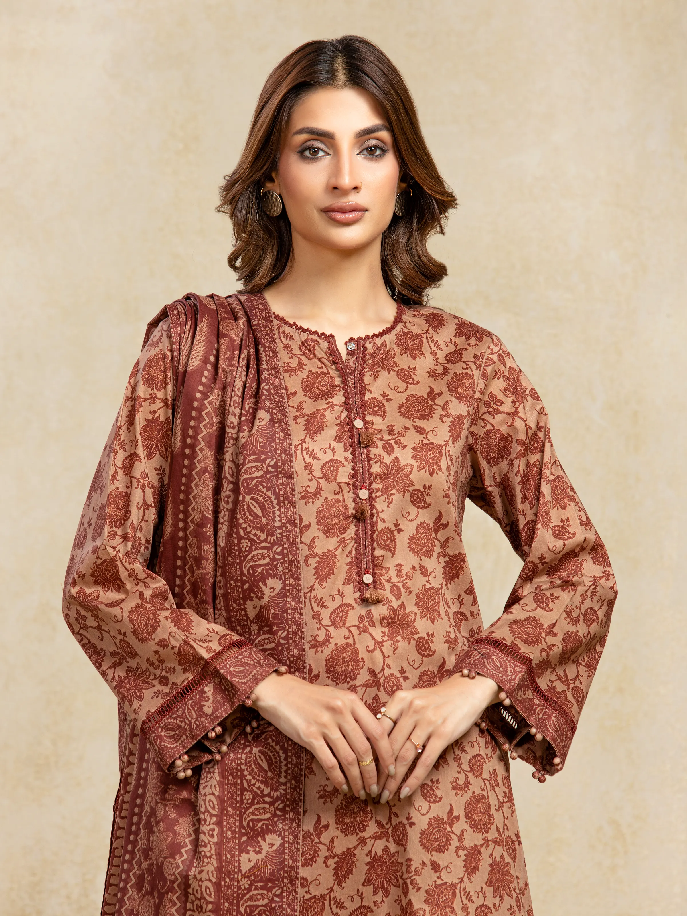 Unstitched Printed Khaddar Suit - EWU5A3-35986-3P - Image 2