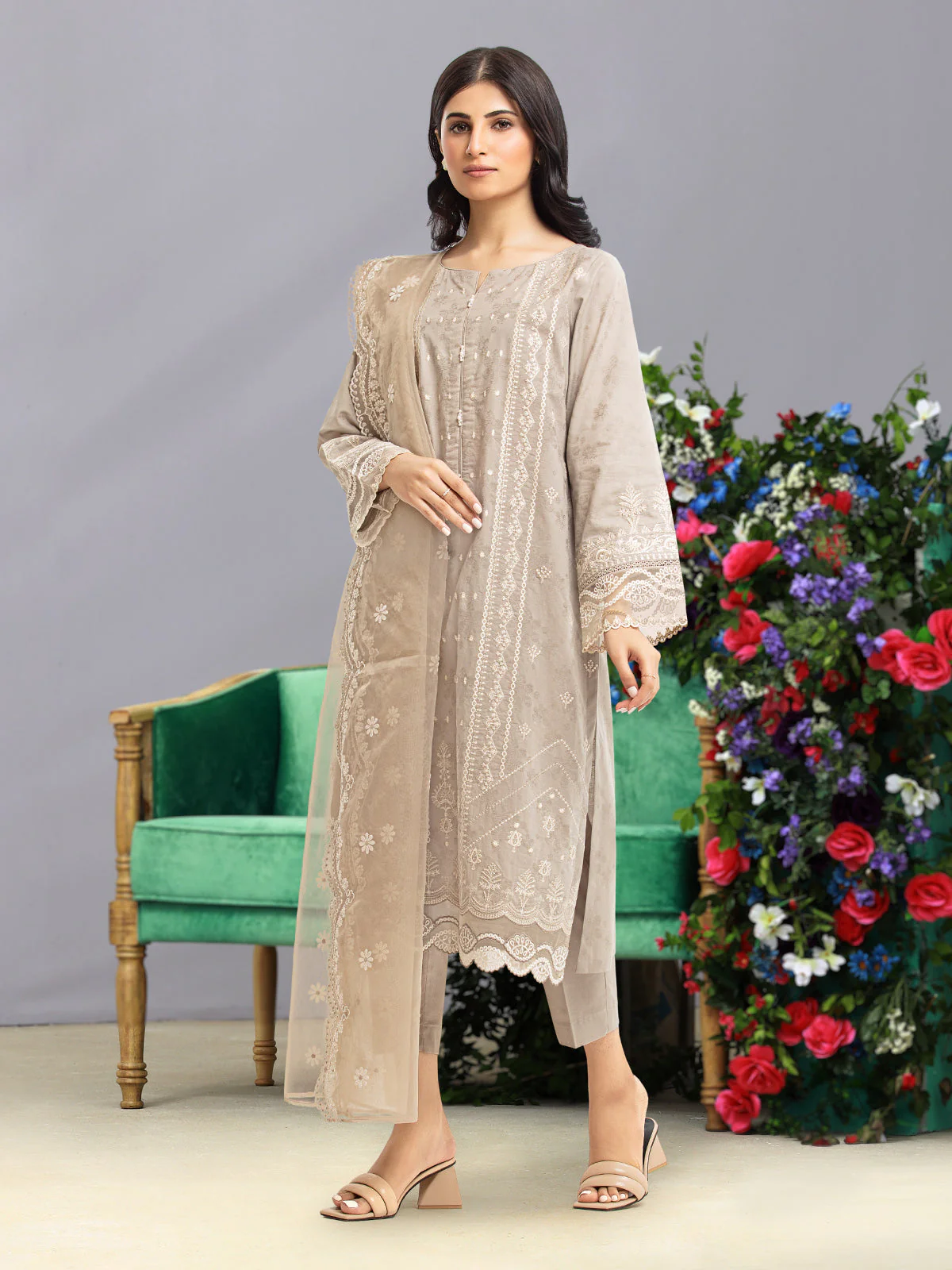 Unstitched Embroidered Dobby Shirt - EWU23V7-26737S - Image 2
