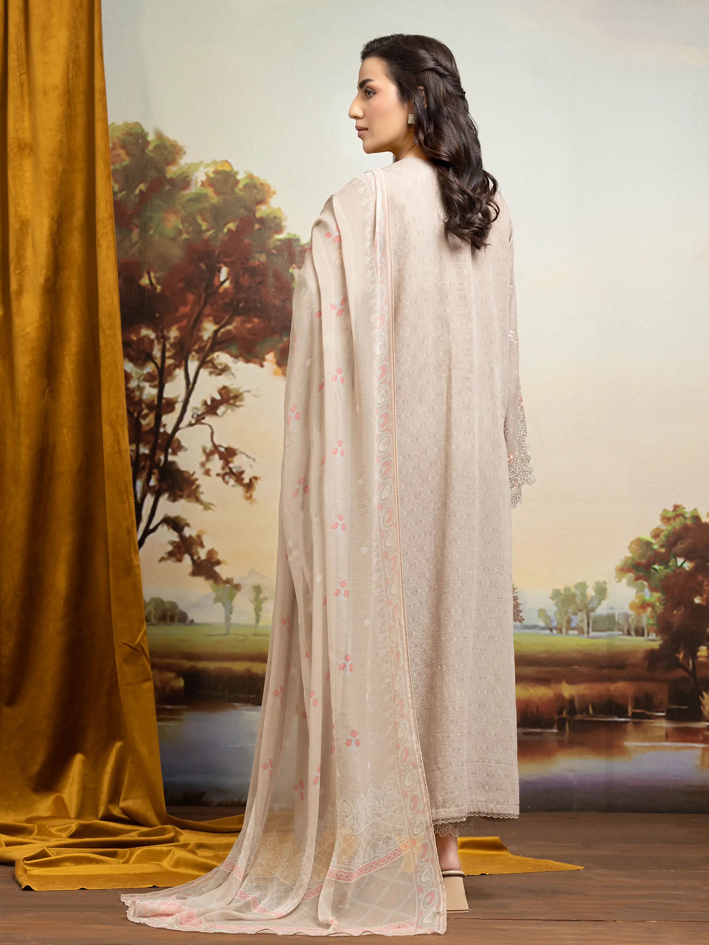Unstitched Embroidered Dobby Suit - EWU24V7-30166-3P - Image 4